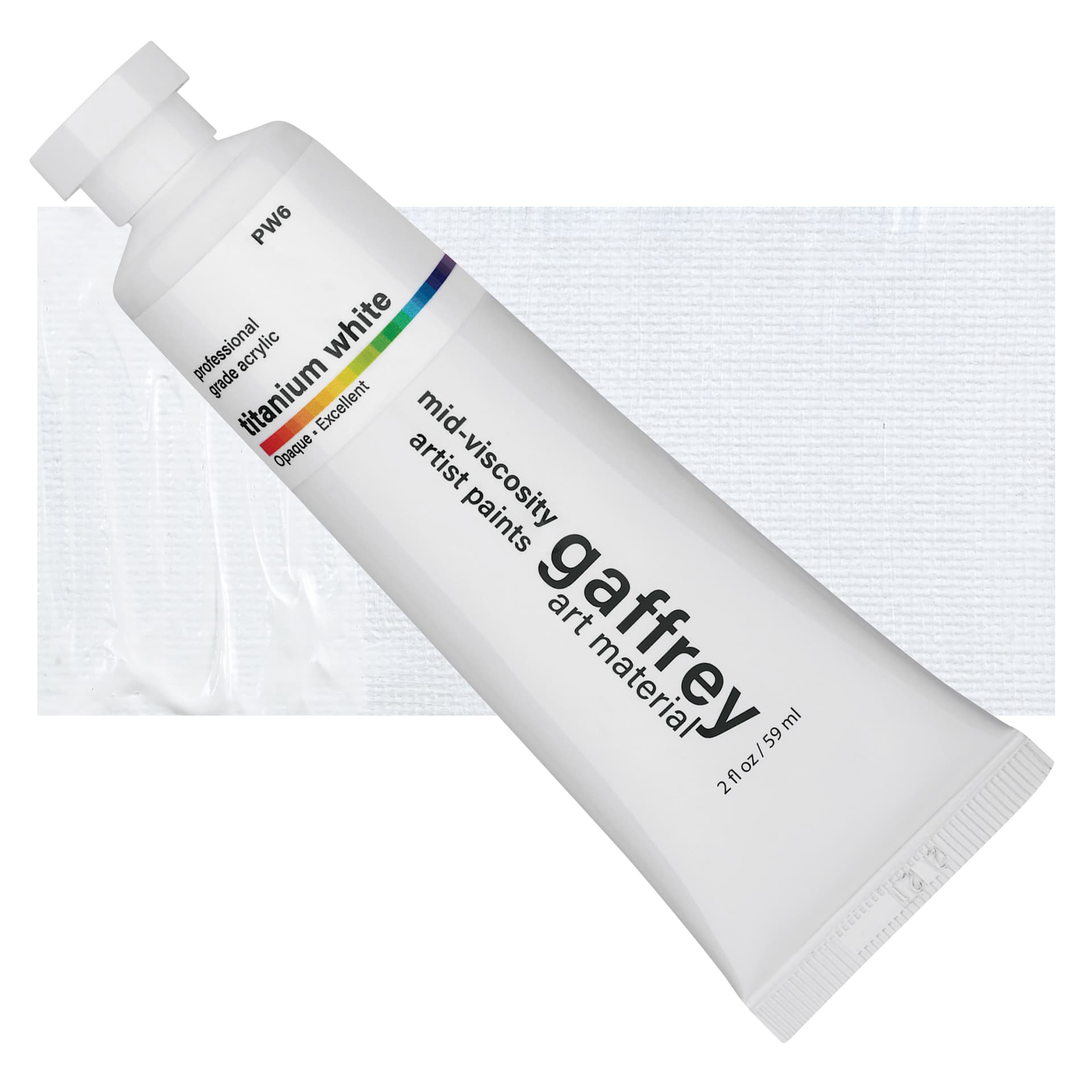 Gaffrey Art Material Standard Body Acrylic Paint - Titanium White, 59 ml tube and swatch