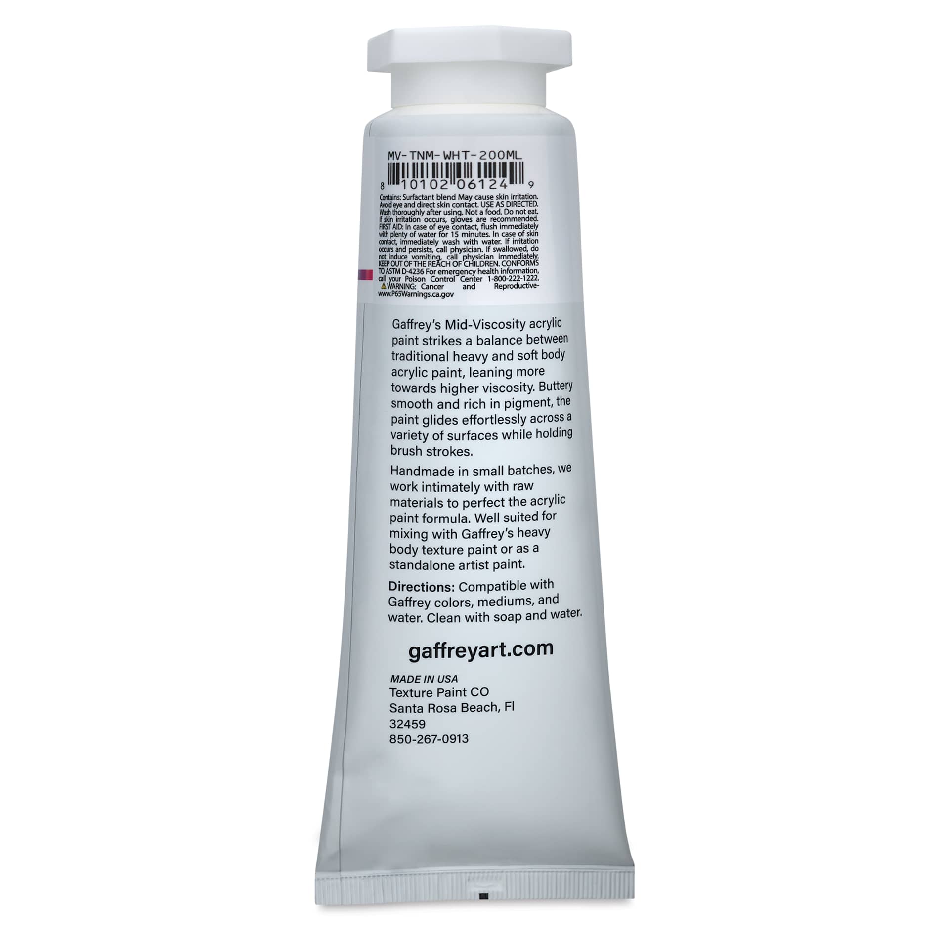 Gaffrey Art Material Standard Body Acrylic Paint - Titanium White, 200 ml tube