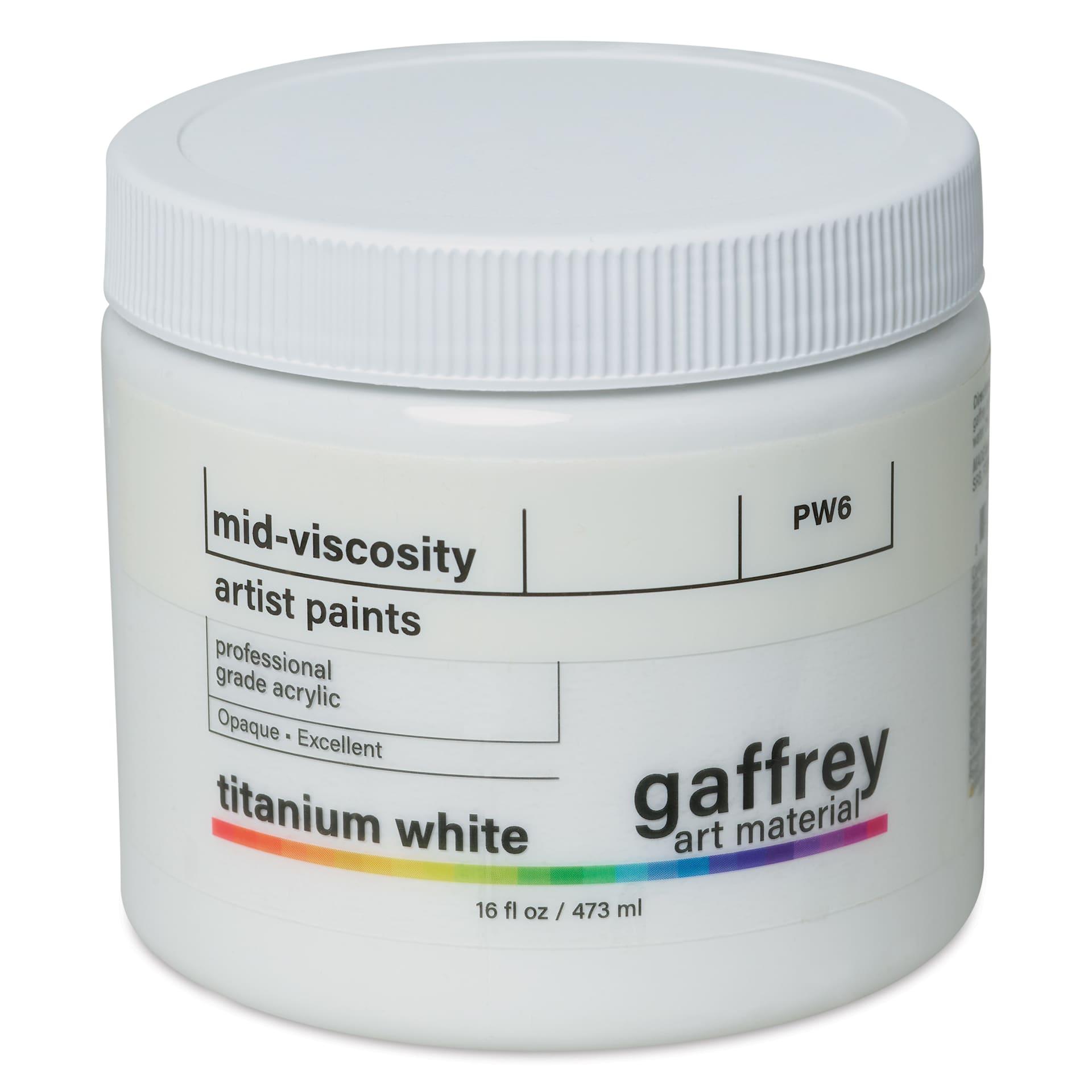 Gaffrey Art Material Standard Body Acrylic Paint - Titanium White, 473 ml jar