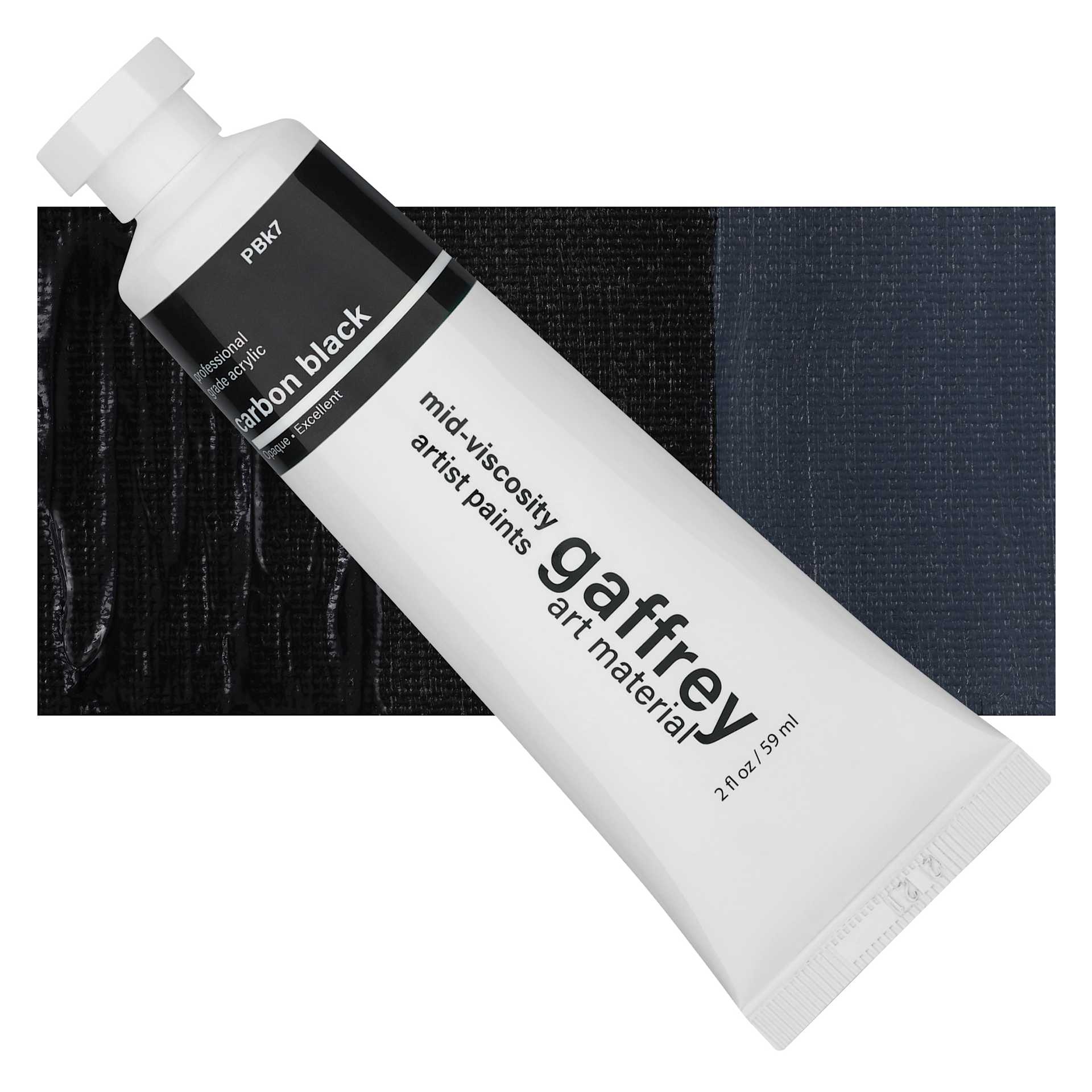 Gaffrey Art Material Standard Body Acrylic Paint - Carbon Black, 59 ml tube and swatch
