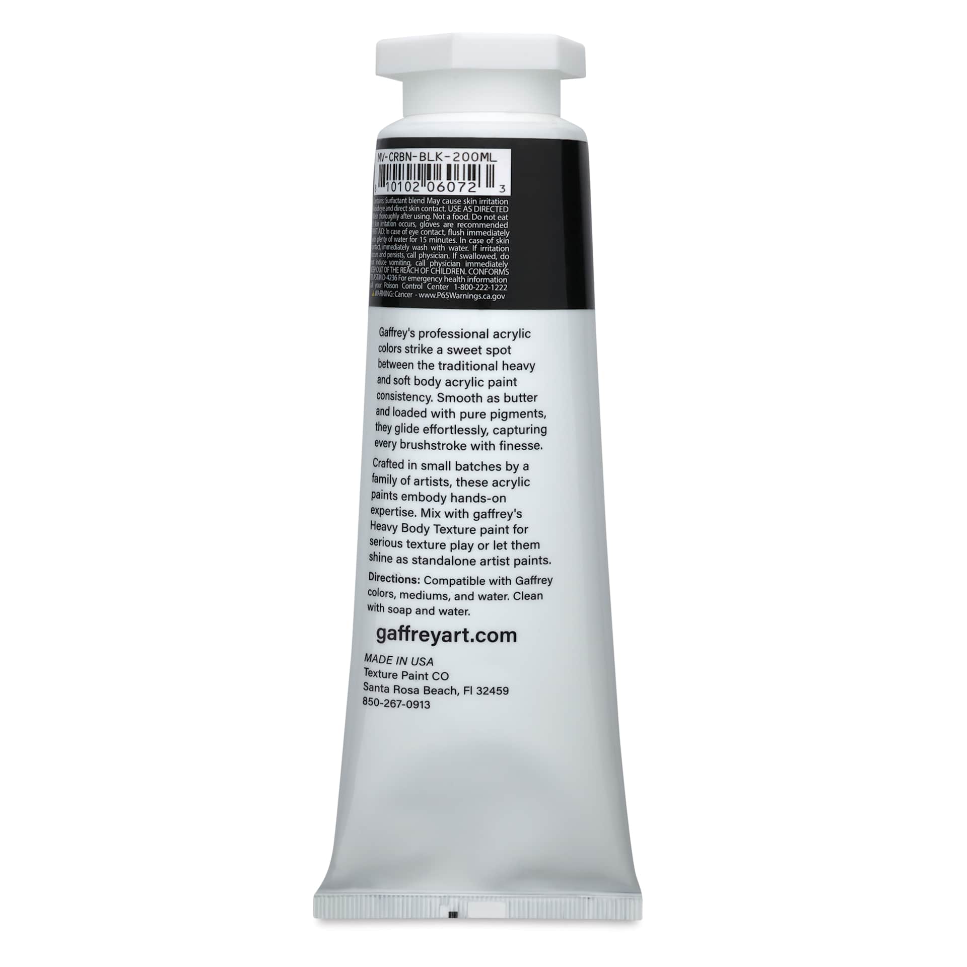 Gaffrey Art Material Standard Body Acrylic Paint - Carbon Black, 200 ml tube