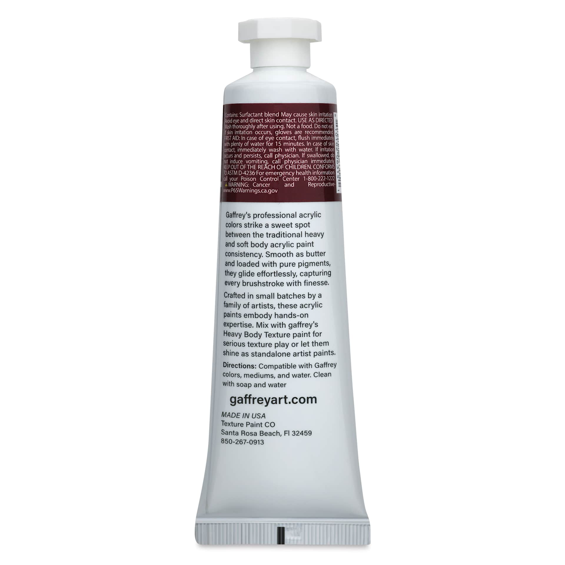 Gaffrey Art Material Standard Body Acrylic Paint - Alizarin Crimson, 59 ml tube back