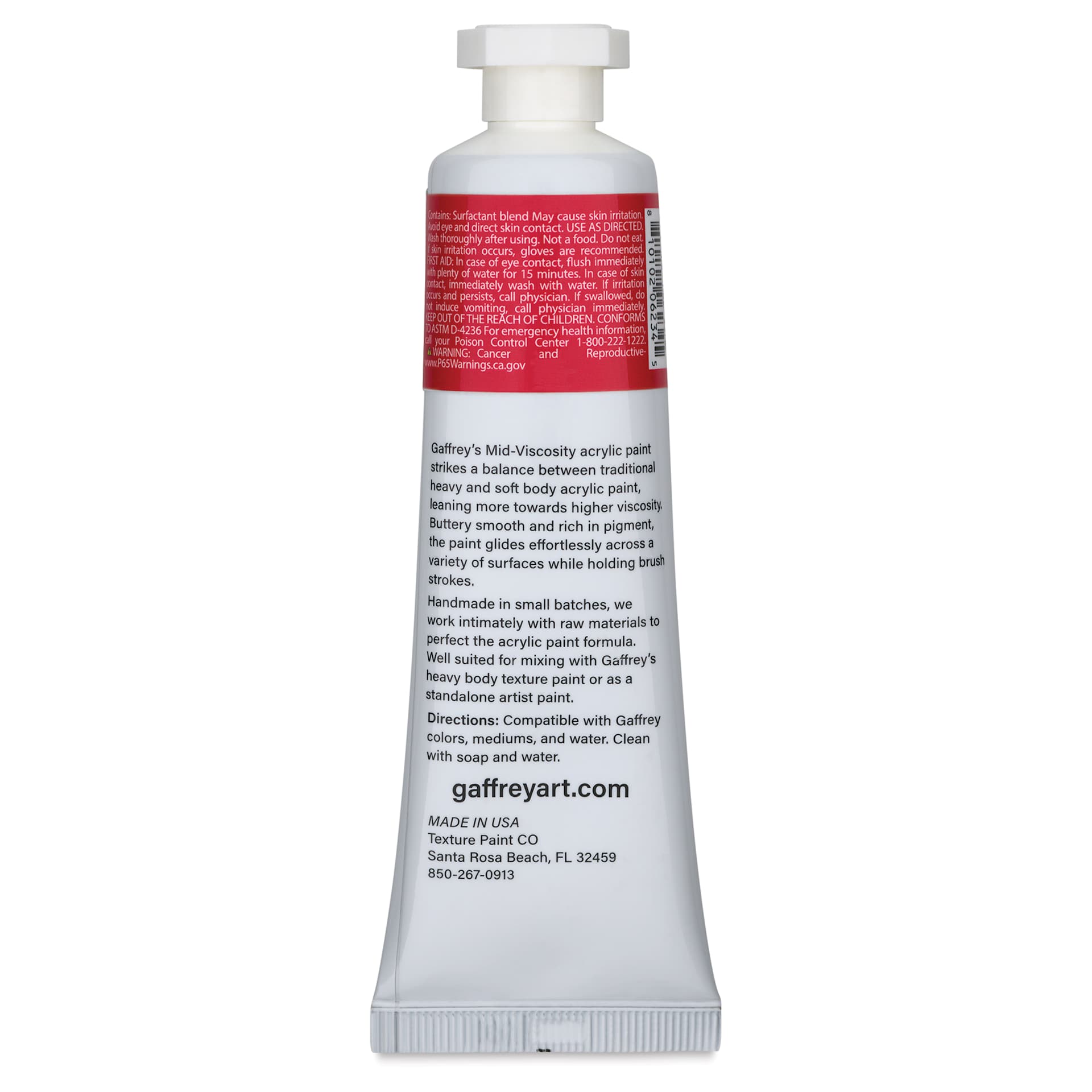 Gaffrey Art Material Standard Body Acrylic Paint - Naphthol Red, 59 ml tube back