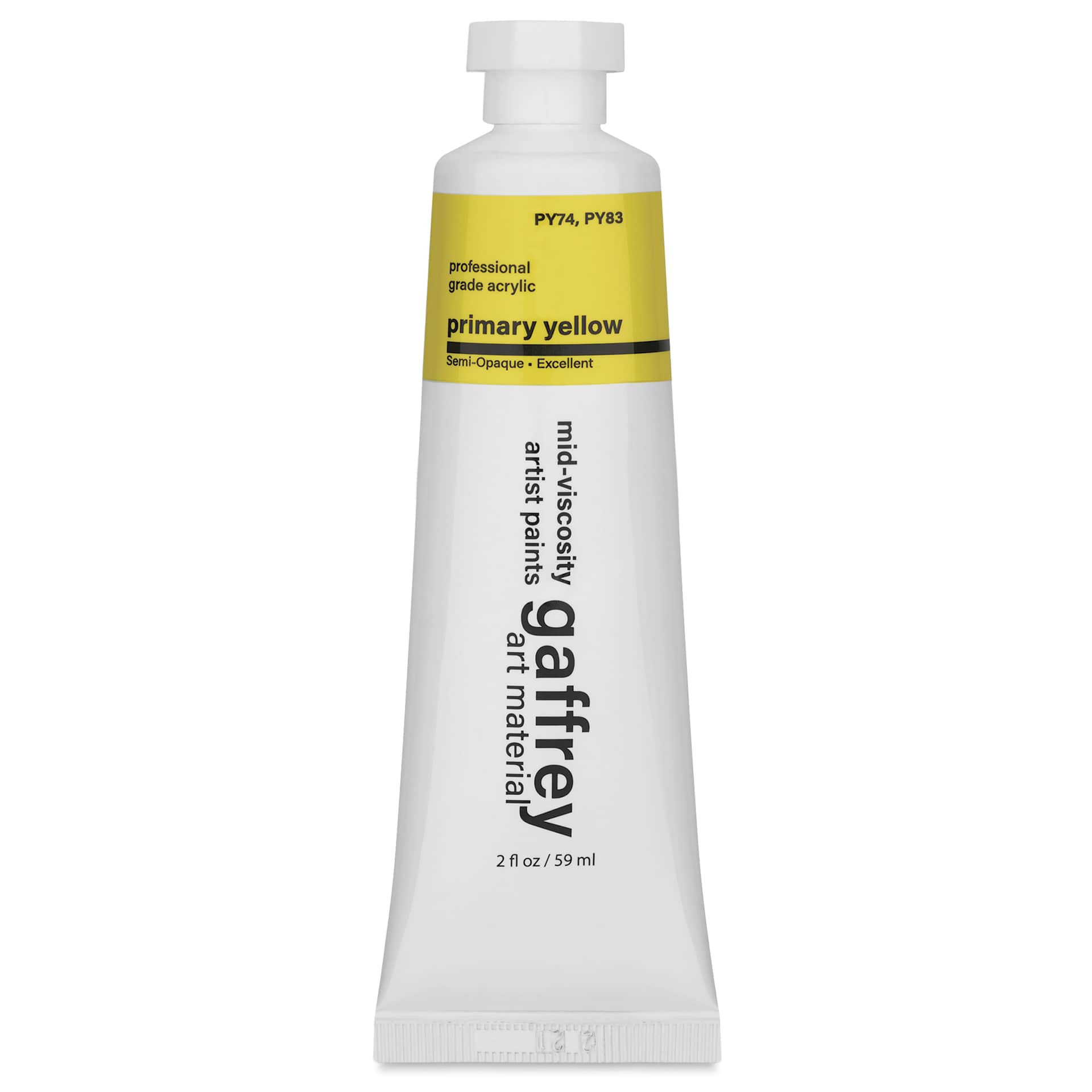 Gaffrey Art Material Standard Body Acrylic Paint - Primary Yellow, 59 ml tube