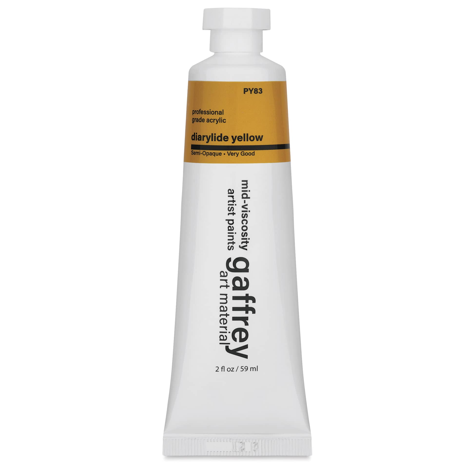 Gaffrey Art Material Standard Body Acrylic Paint - Diarylide Yellow, 59 ml tube