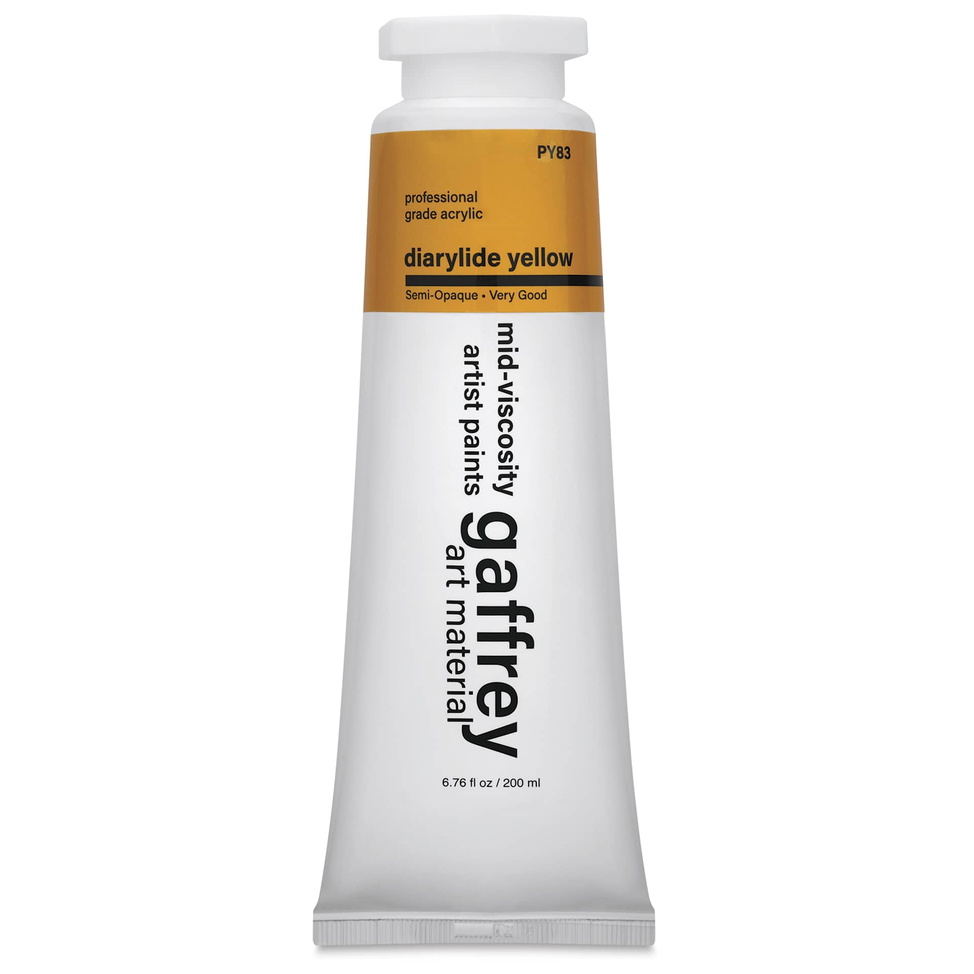 Gaffrey Art Material Standard Body Acrylic Paint - Diarylide Yellow, 200 ml tube