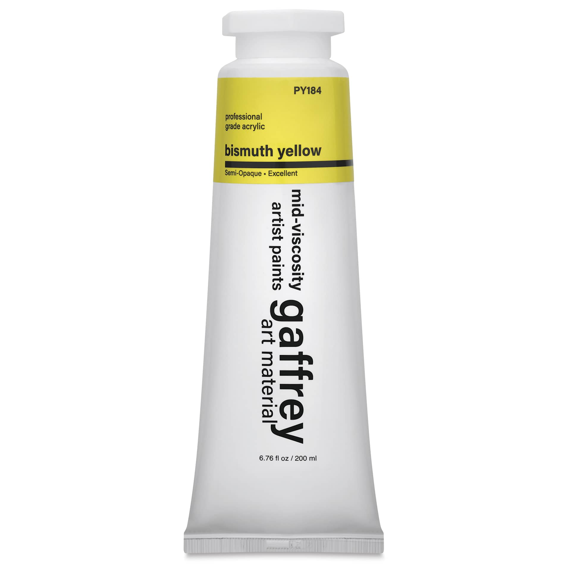 Gaffrey Art Material Standard Body Acrylic Paint - Bismuth Yellow, 200 ml tube