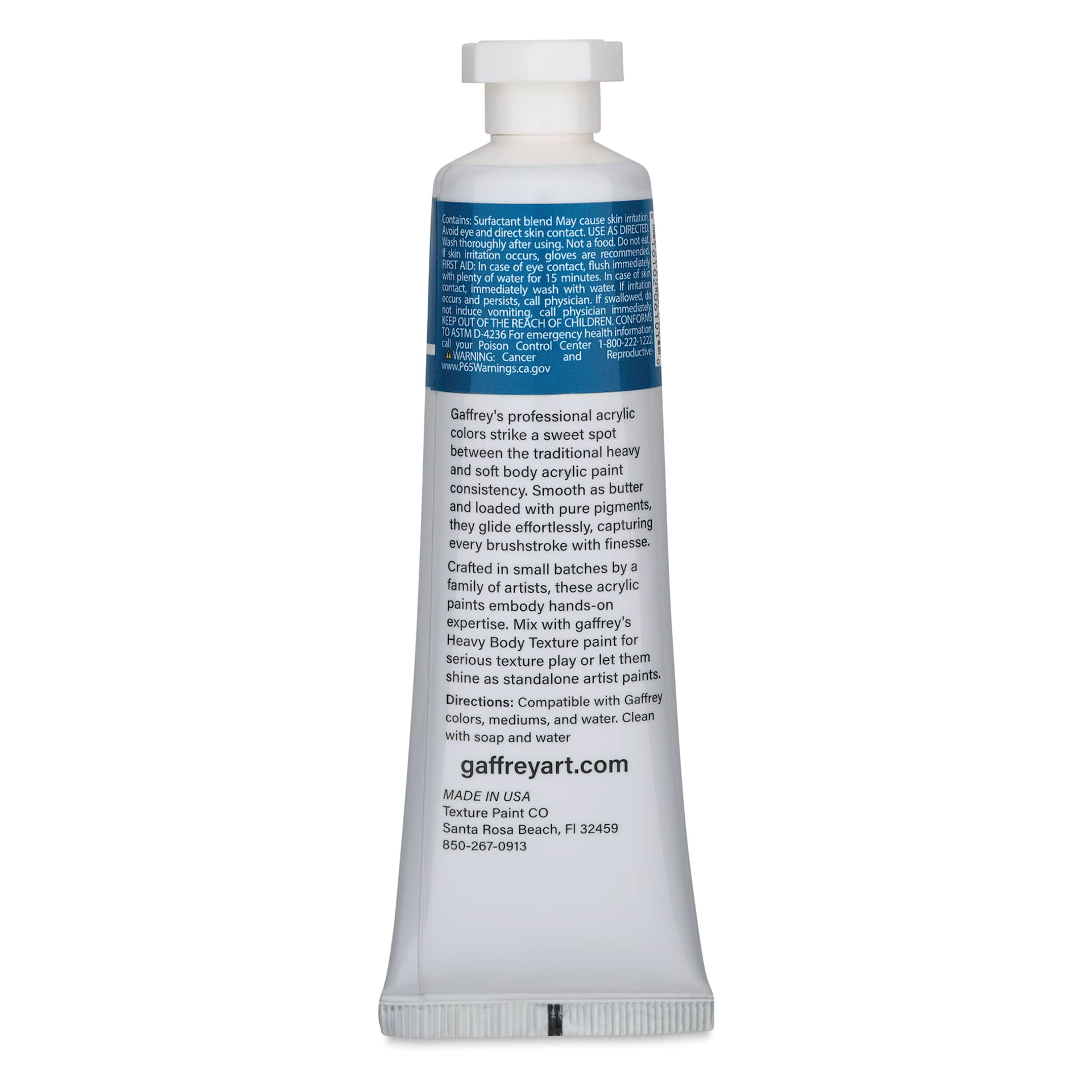 Gaffrey Art Material Standard Body Acrylic Paint - Phthalo Blue, 59 ml tube back