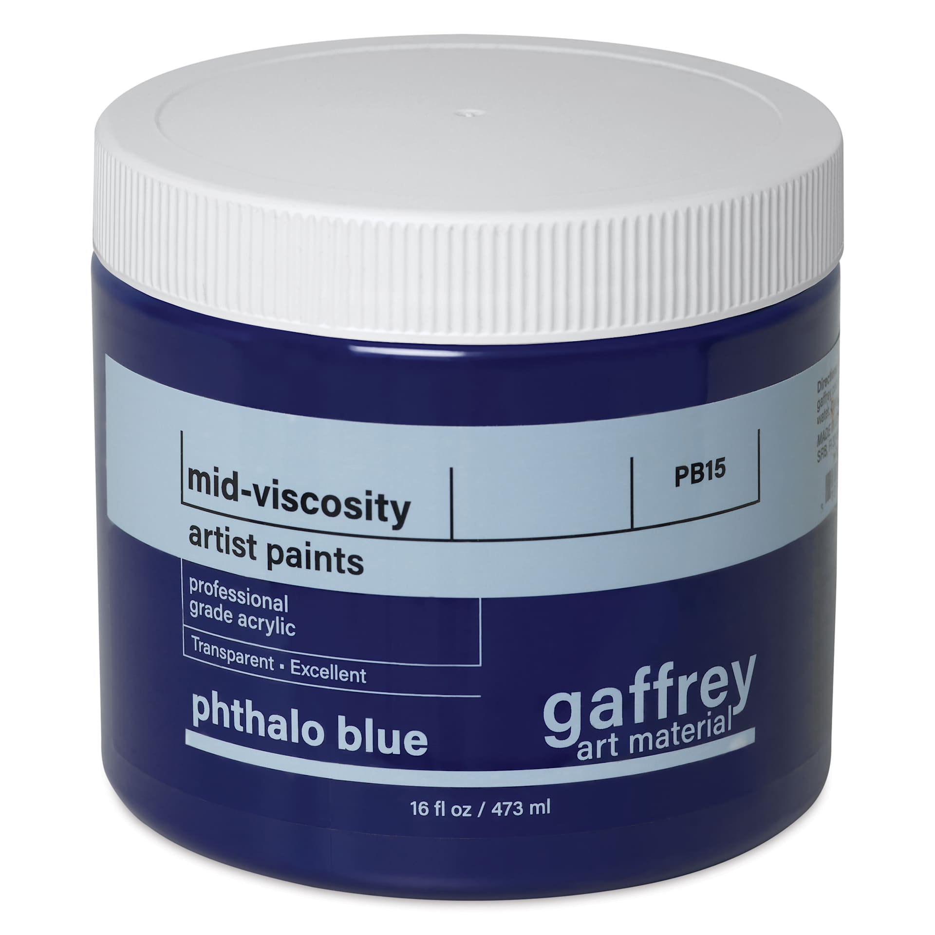 Gaffrey Art Material Standard Body Acrylic Paint - Phthalo Blue, 473 ml jar