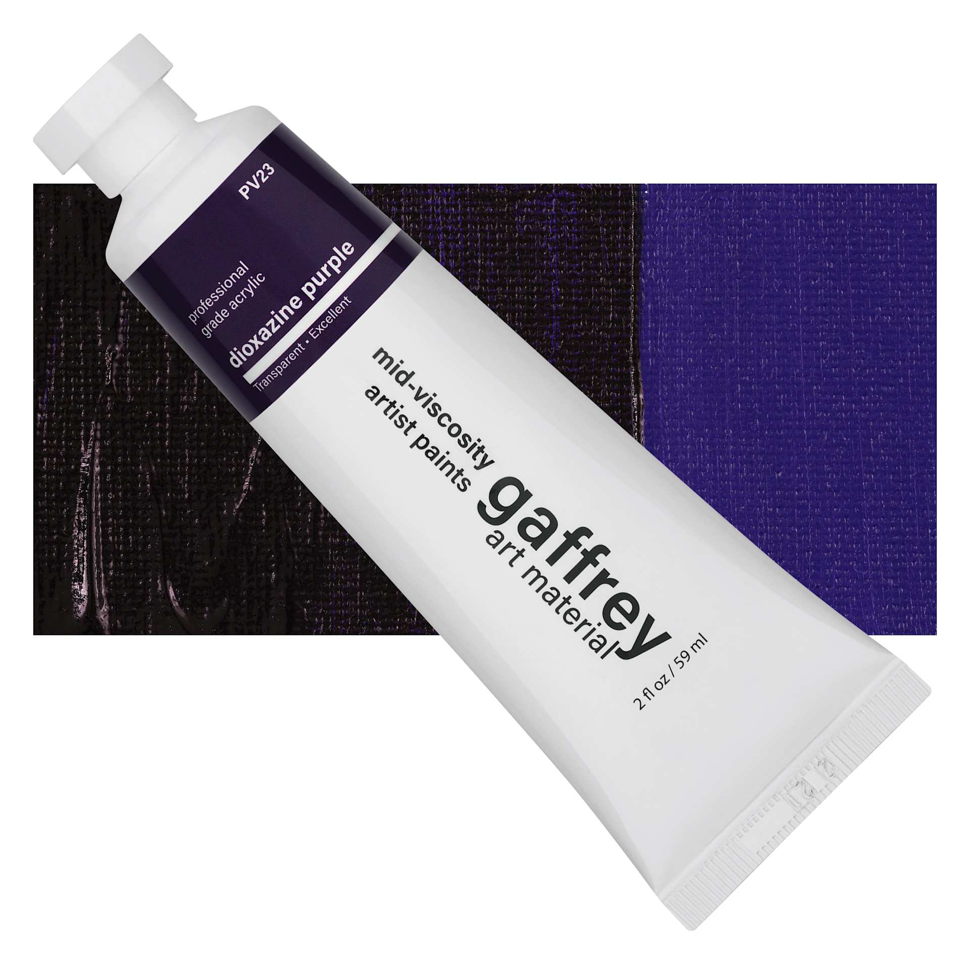 Gaffrey Art Material Standard Body Acrylic Paint - Dioxazine Purple, 59 ml tube and swatch