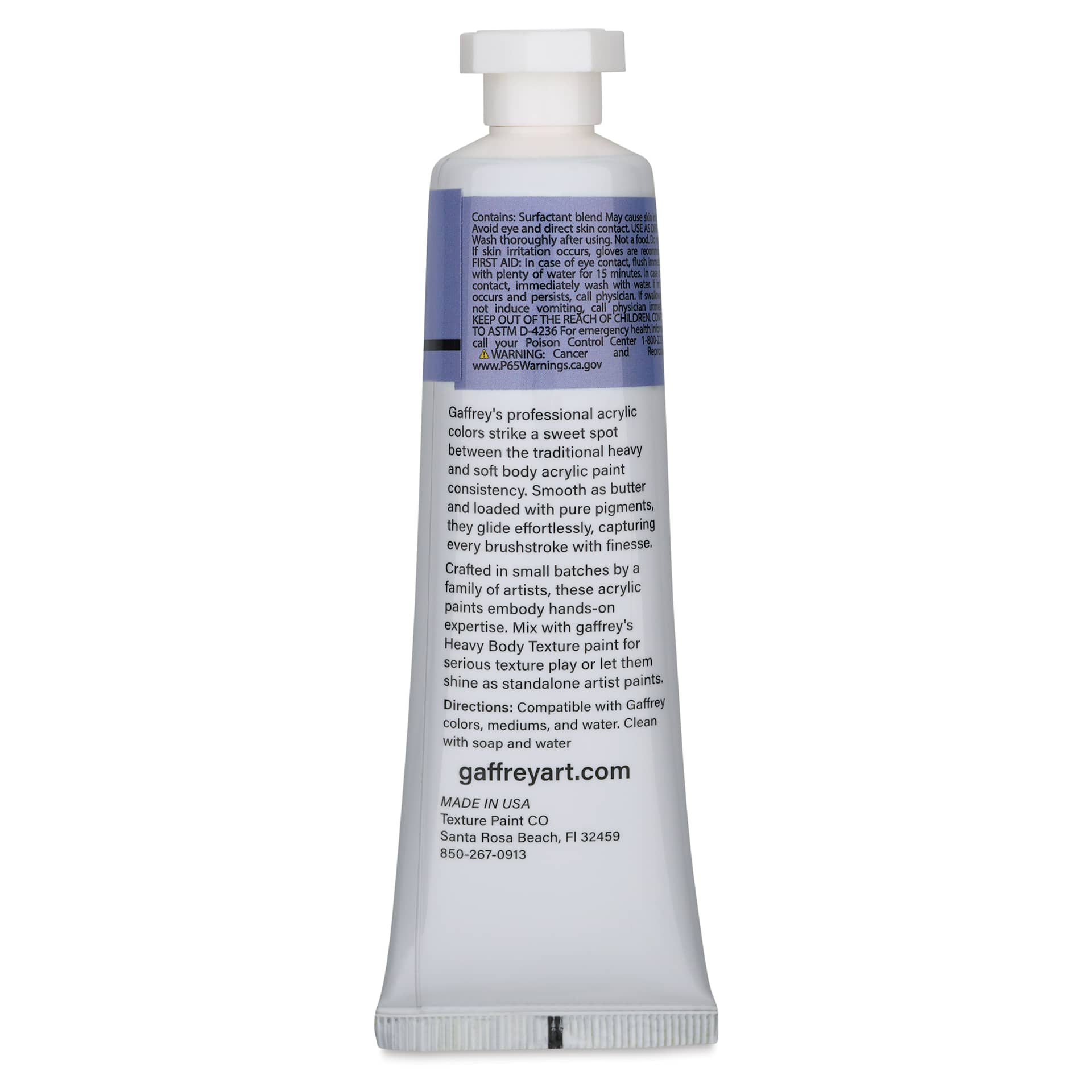 Gaffrey Art Material Standard Body Acrylic Paint - Light Violet, 59 ml tube back