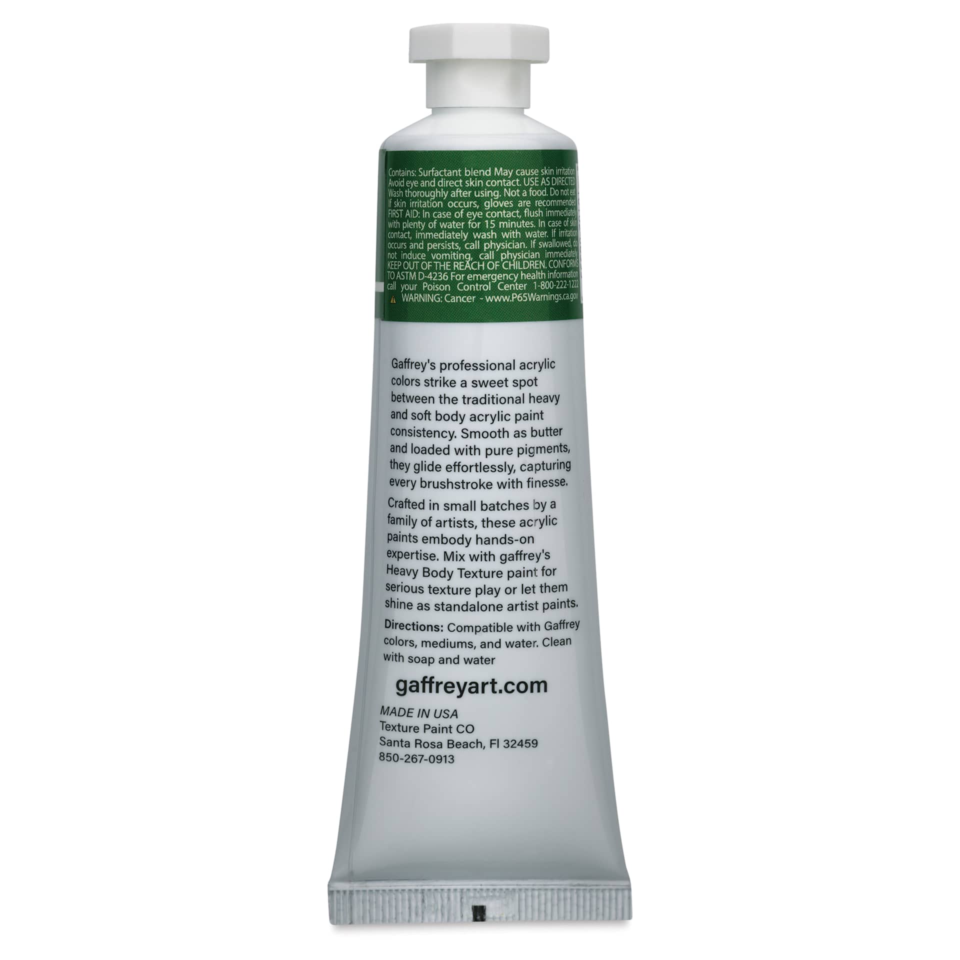 Gaffrey Art Material Standard Body Acrylic Paint - Chromium Green Oxide, 59 ml tube back