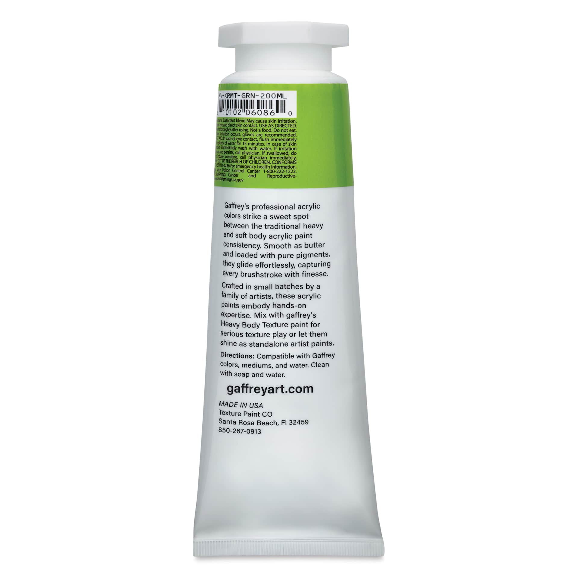 Gaffrey Art Material Standard Body Acrylic Paint - Kermit Green, 200 ml tube back