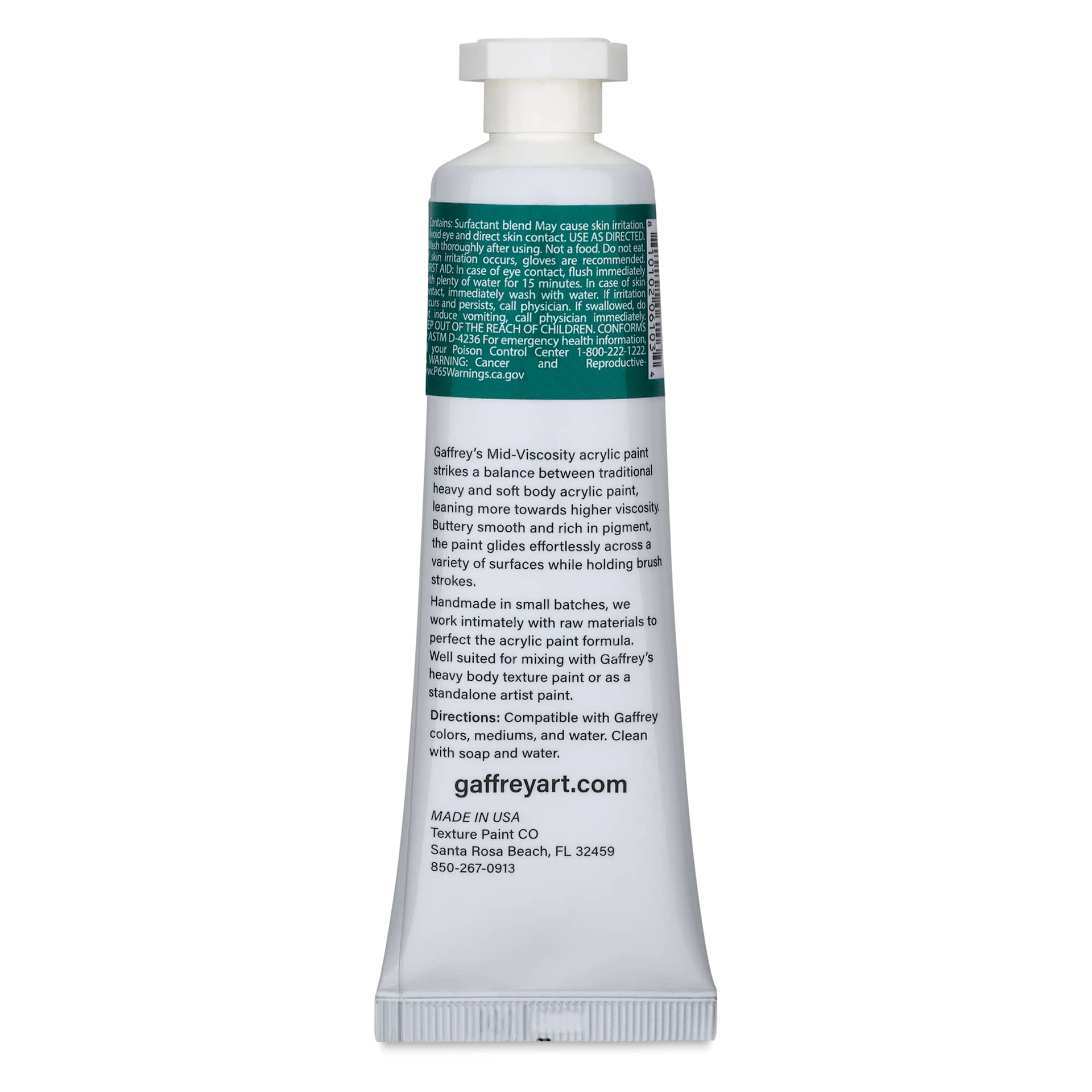 Gaffrey Art Material Standard Body Acrylic Paint - Phthalo Green, 59 ml tube back