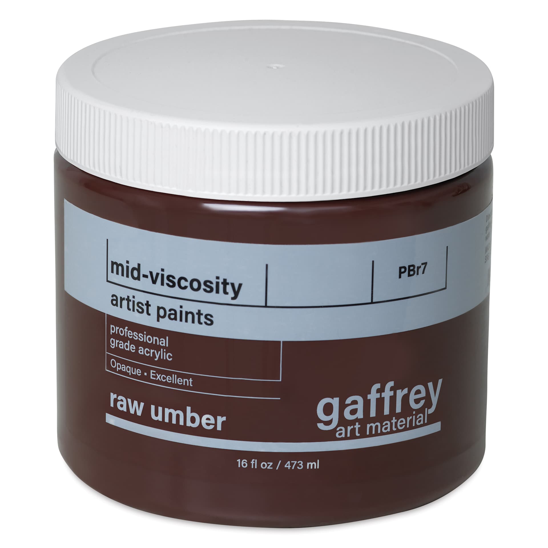 Gaffrey Art Material Standard Body Acrylic Paint - Raw Umber, 473 ml jar