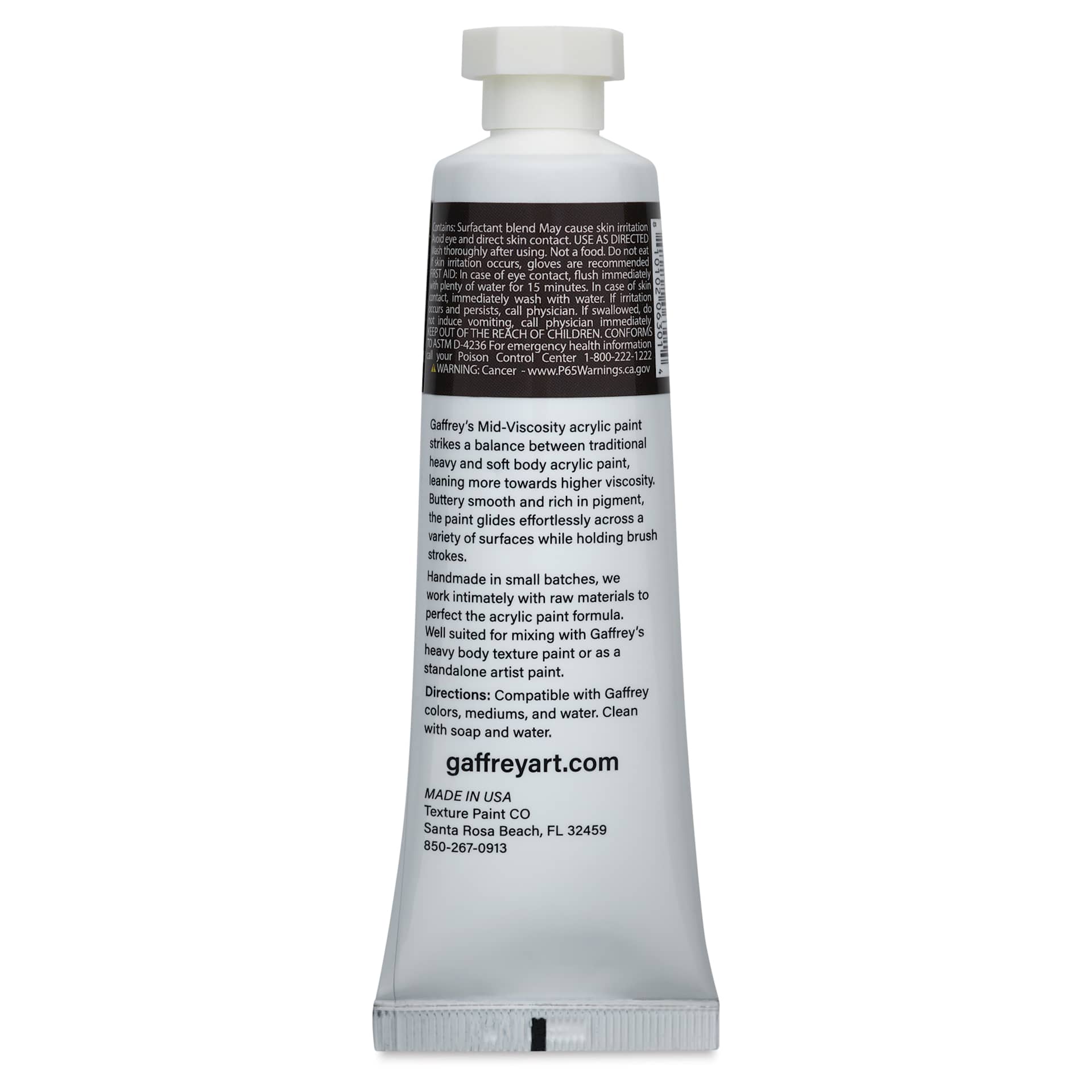 Gaffrey Art Material Standard Body Acrylic Paint - Vandyke Brown, 59 ml tube back