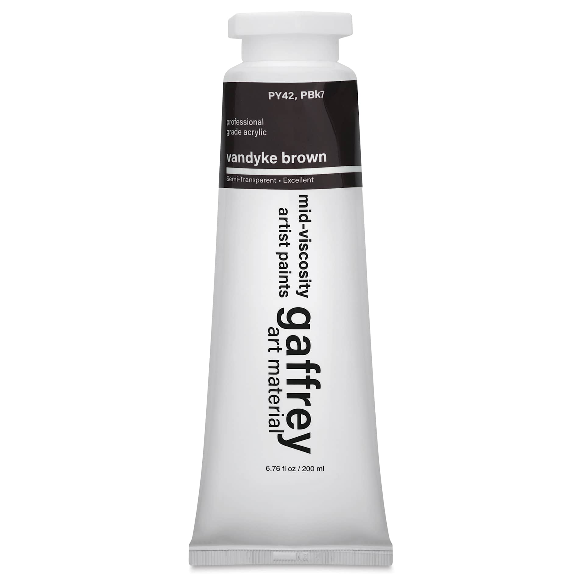 Gaffrey Art Material Standard Body Acrylic Paint - Vandyke Brown, 200 ml tube