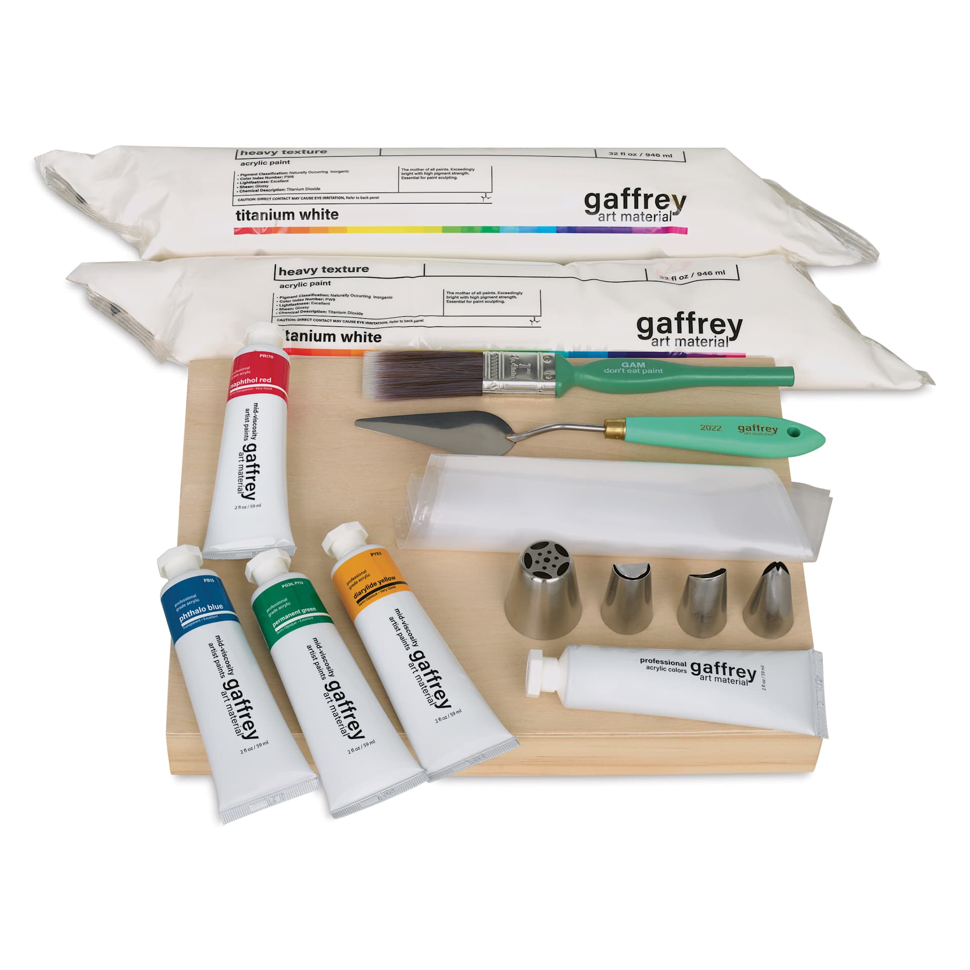 Gaffrey Heavy Body Texture Acrylic Paints - Set of 15, Piping Flowers set contents