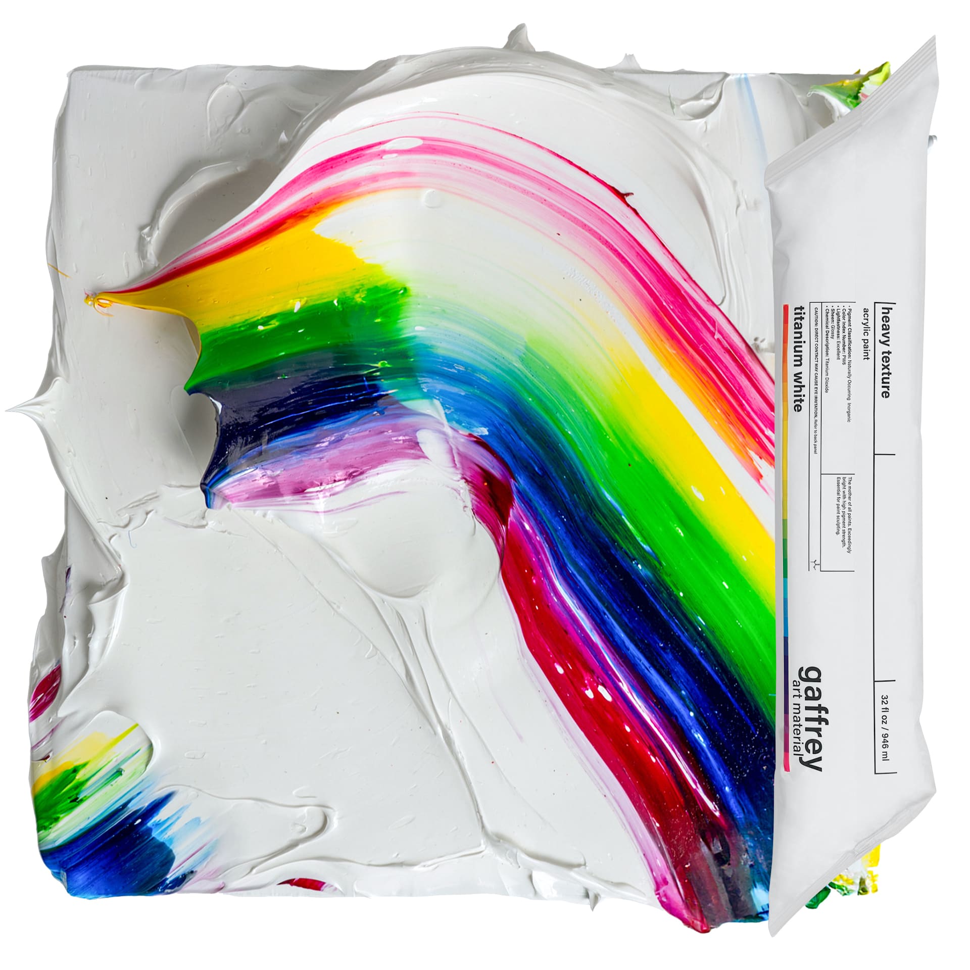 Gaffrey Heavy Body Texture Acrylic Paint - Titanium White, 32 oz tube and swatch
