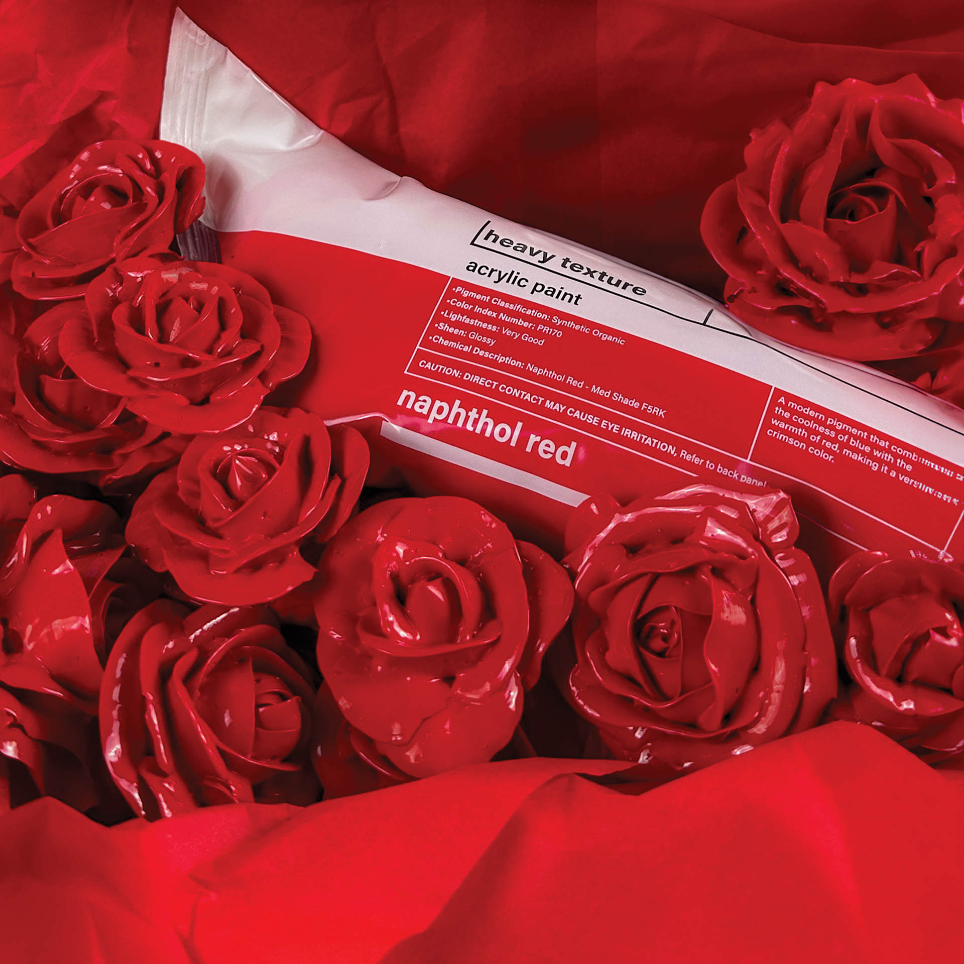 Gaffrey Heavy Body Texture Acrylic Paint - Naphthol Red paint roses made with paint.