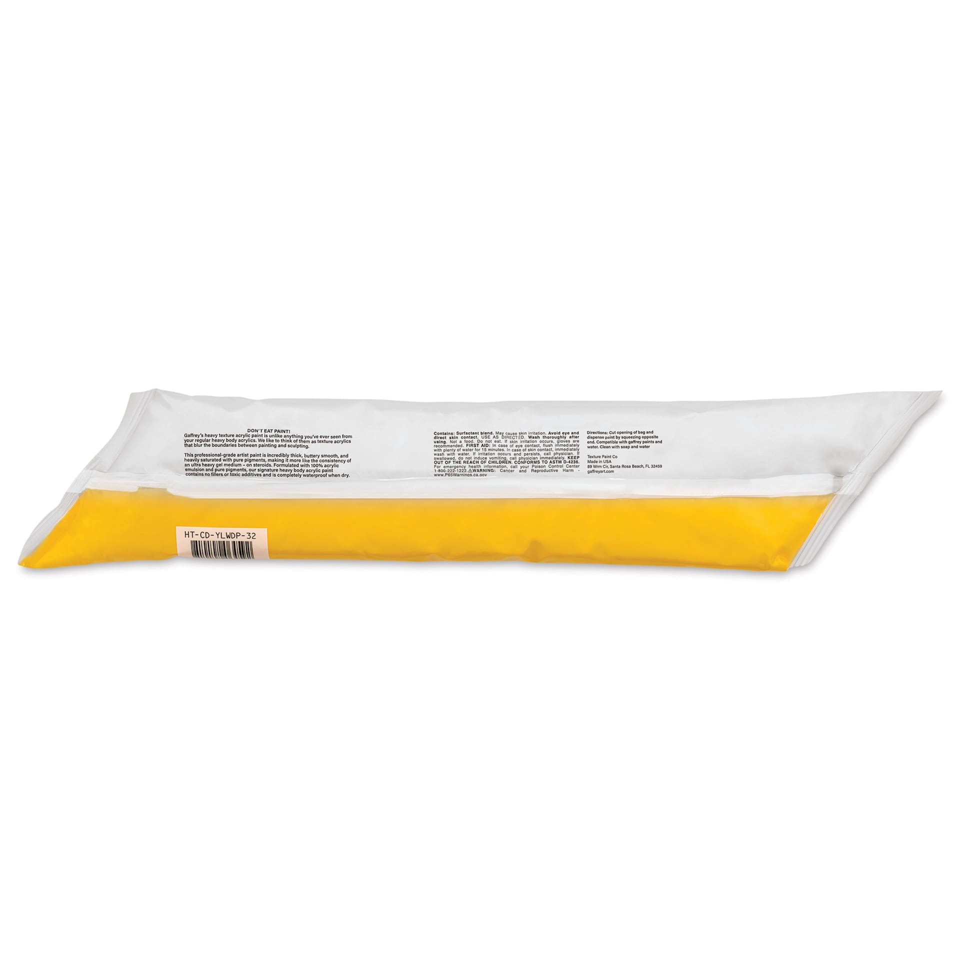 Gaffrey Heavy Body Texture Acrylic Paint - Cadmium Yellow Deep Hue, 32 oz back