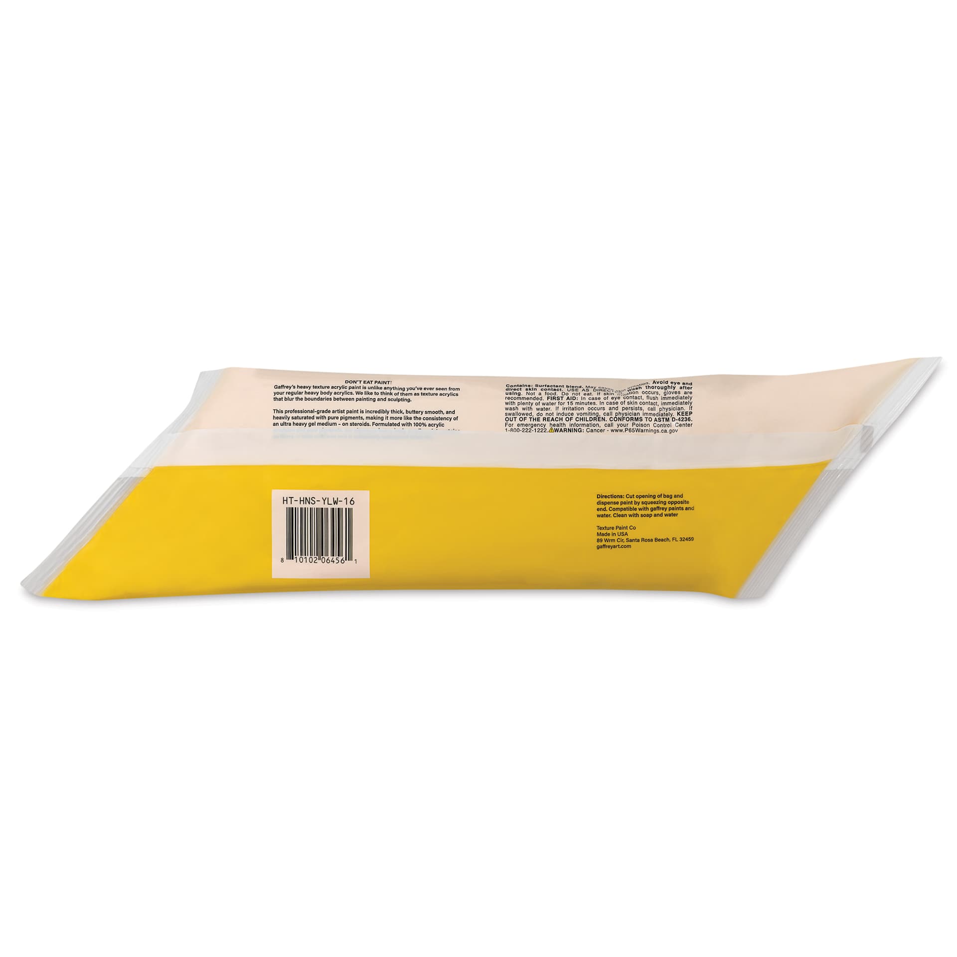 Gaffrey Heavy Body Texture Acrylic Paint - Hansa Yellow Midtone, 16 oz back