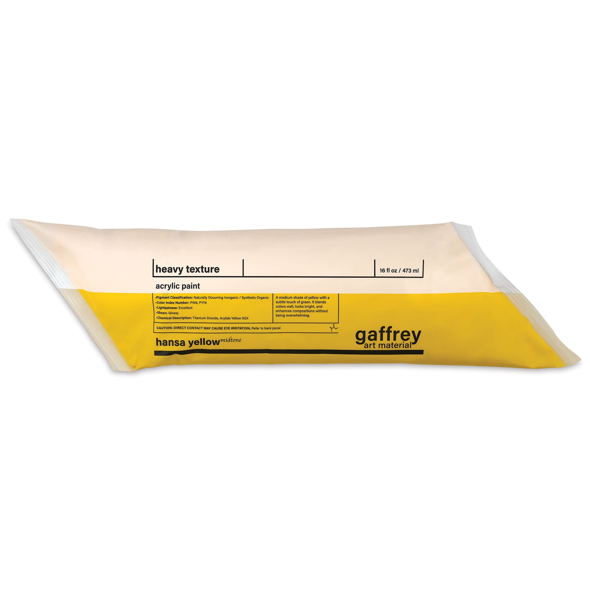 Gaffrey Heavy Body Texture Acrylic Paint - Hansa Yellow Midtone, 16 oz