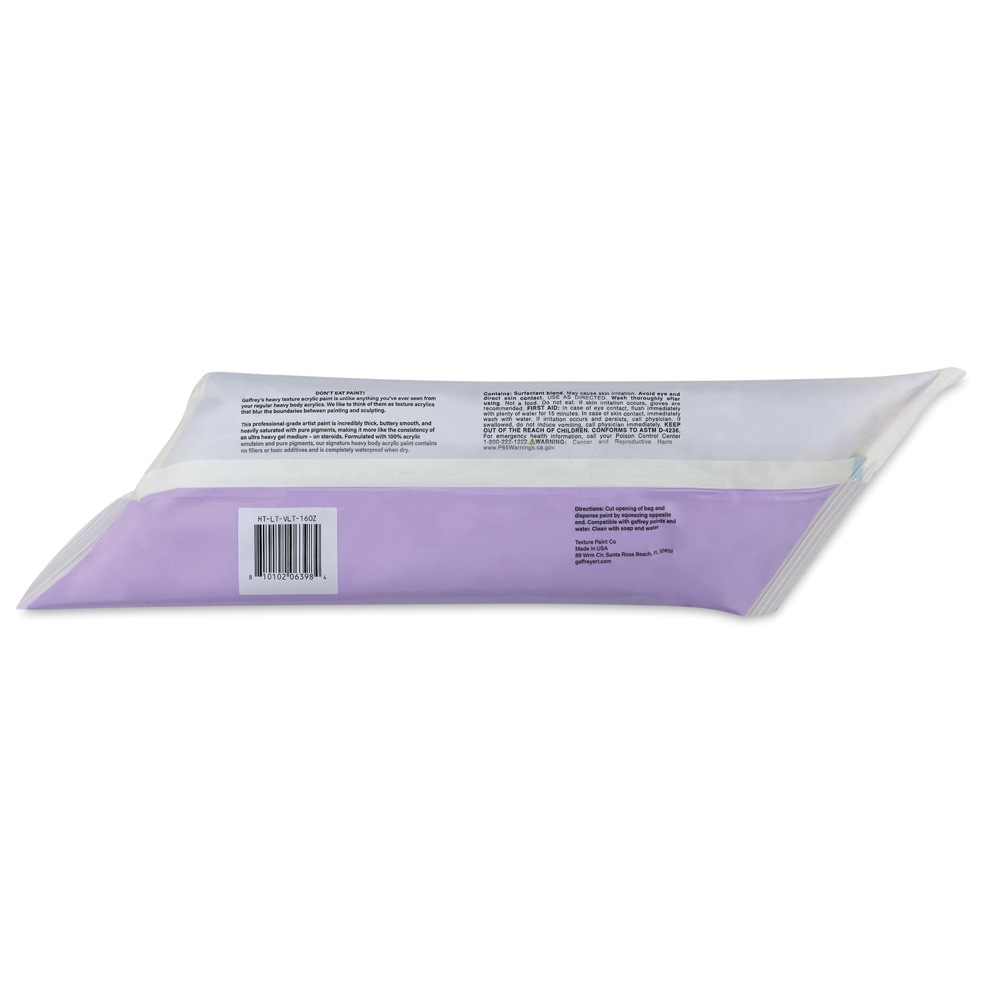 Gaffrey Heavy Body Texture Acrylic Paint - Light Violet, 16 oz back