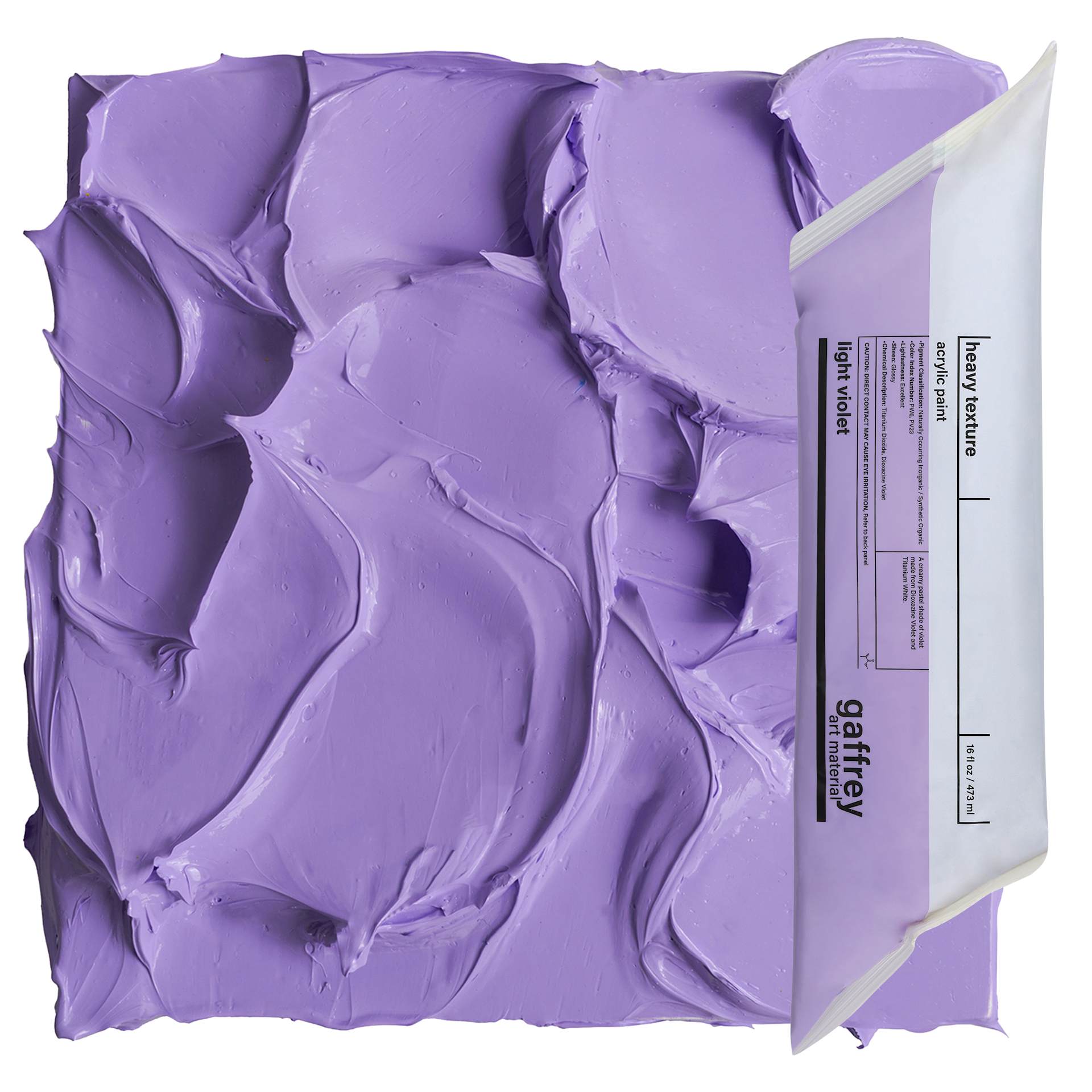 Gaffrey Heavy Body Texture Acrylic Paint - Light Violet, 16 oz pouch and swatch