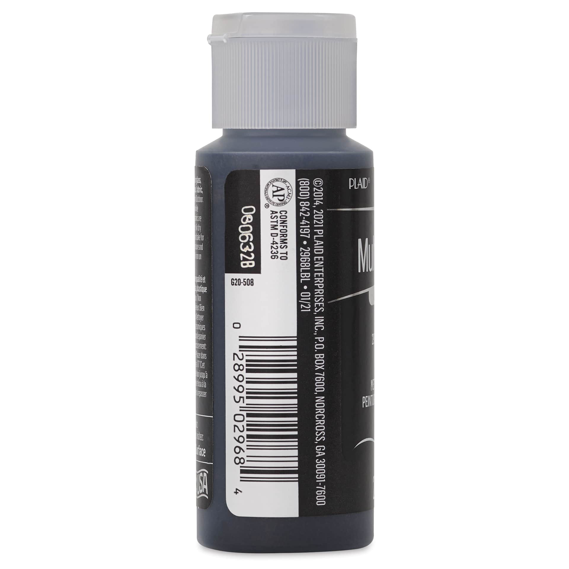 FolkArt Multi-Surface Metallic Acrylic Paint - Charcoal Black, 59 ml bottle side