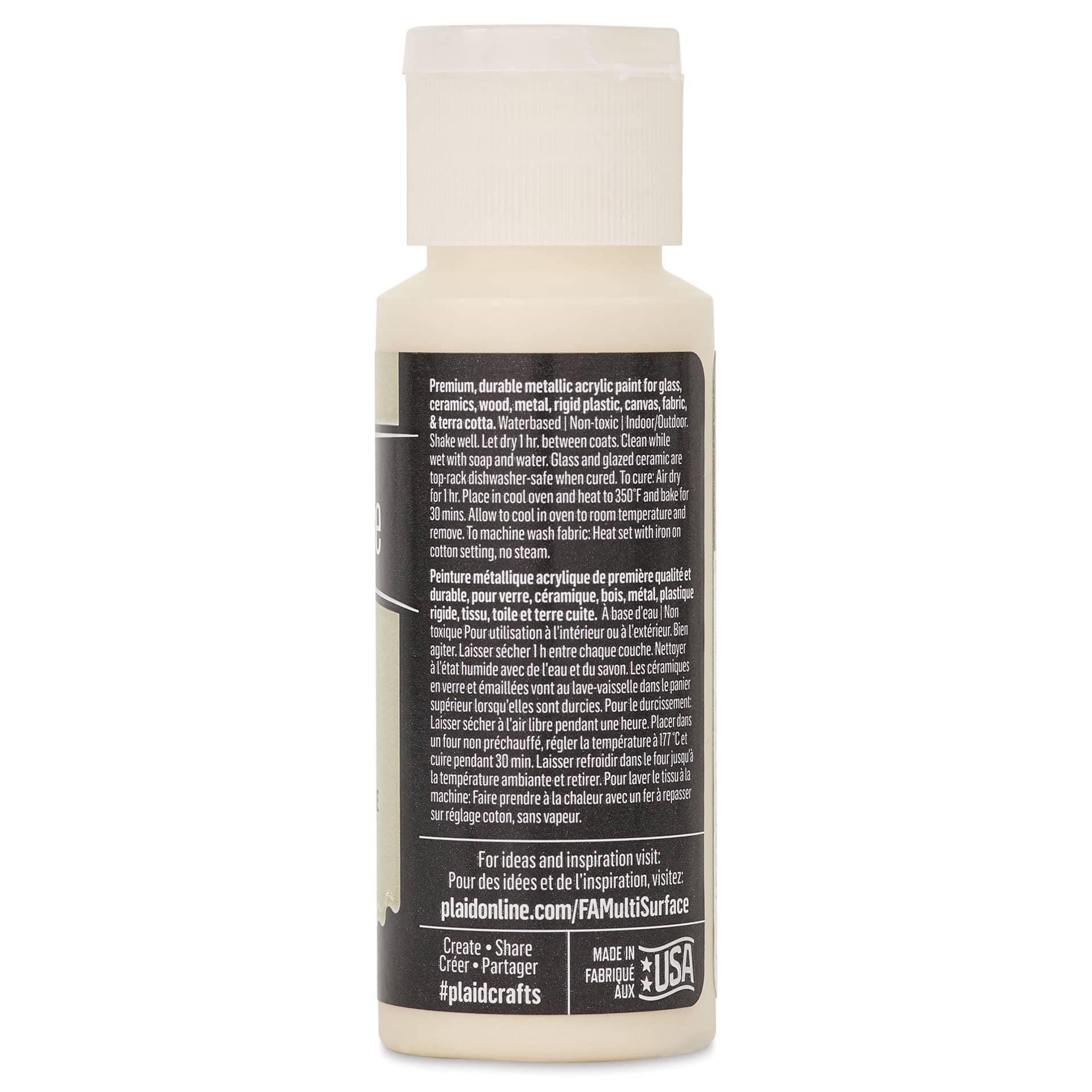 FolkArt Multi-Surface Metallic Acrylic Paint - Champagne, 59 ml bottle back