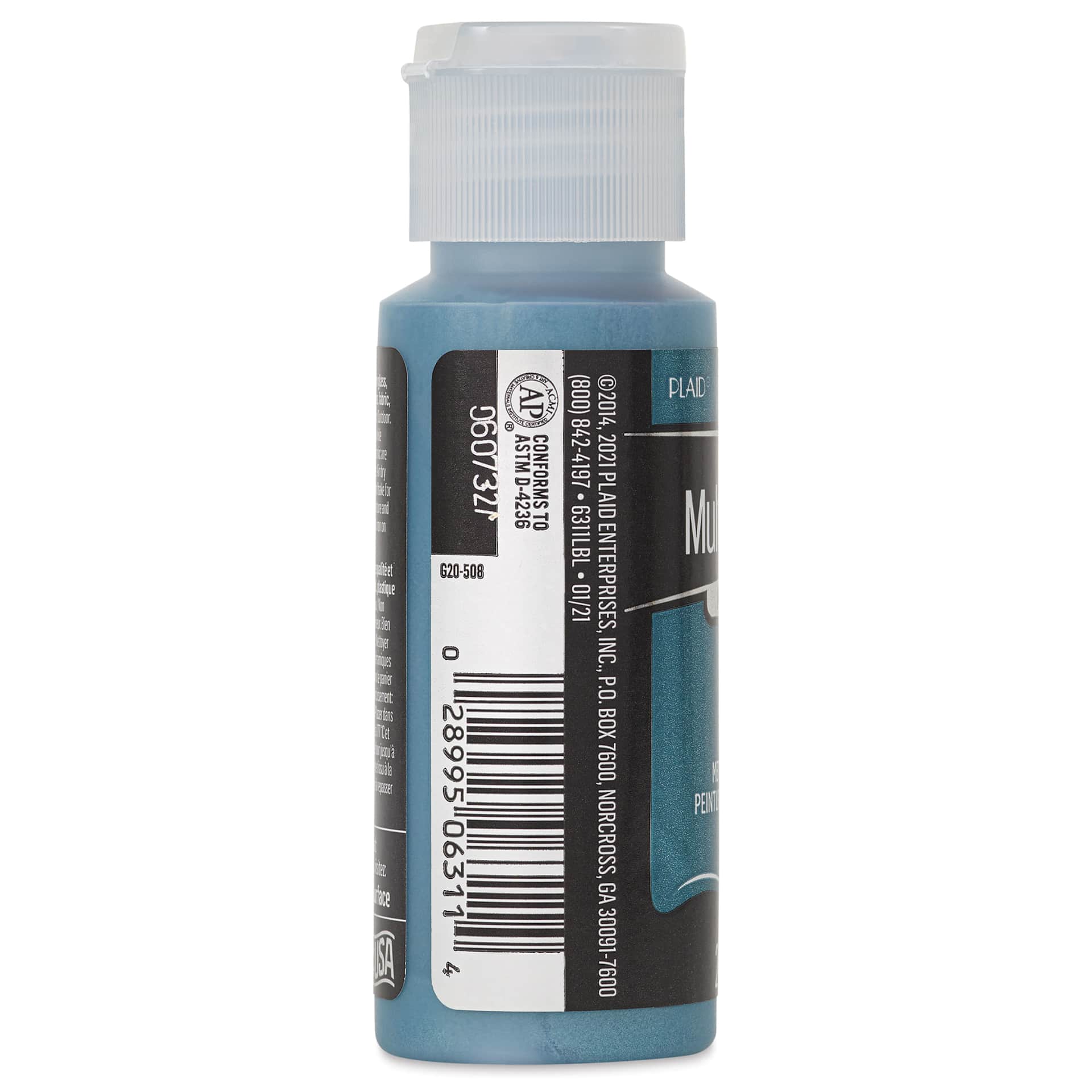 FolkArt Multi-Surface Metallic Acrylic Paint - Teal Topaz - side of bottle
