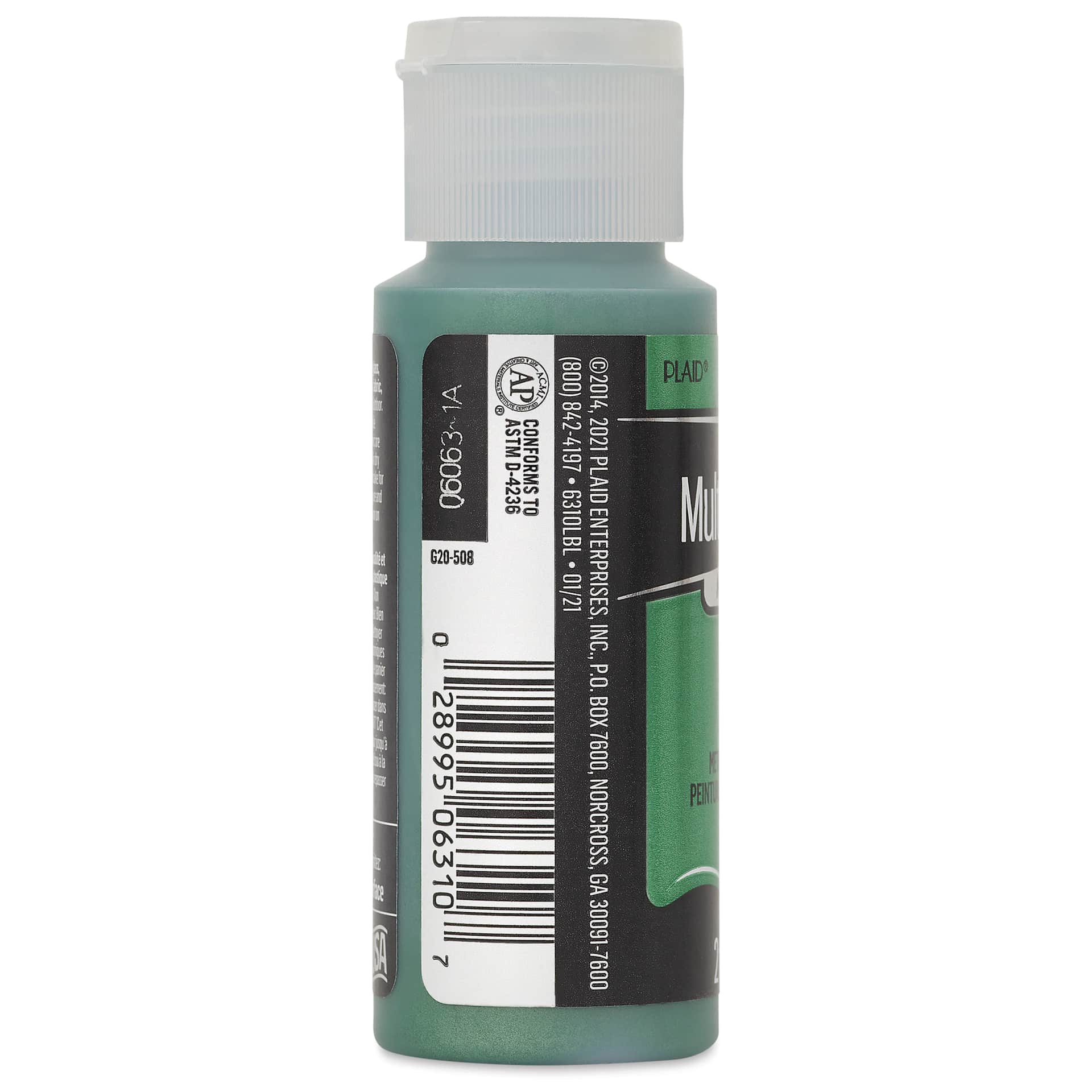 FolkArt Multi-Surface Metallic Acrylic Paint - Malachite, 59 ml - side of bottle
