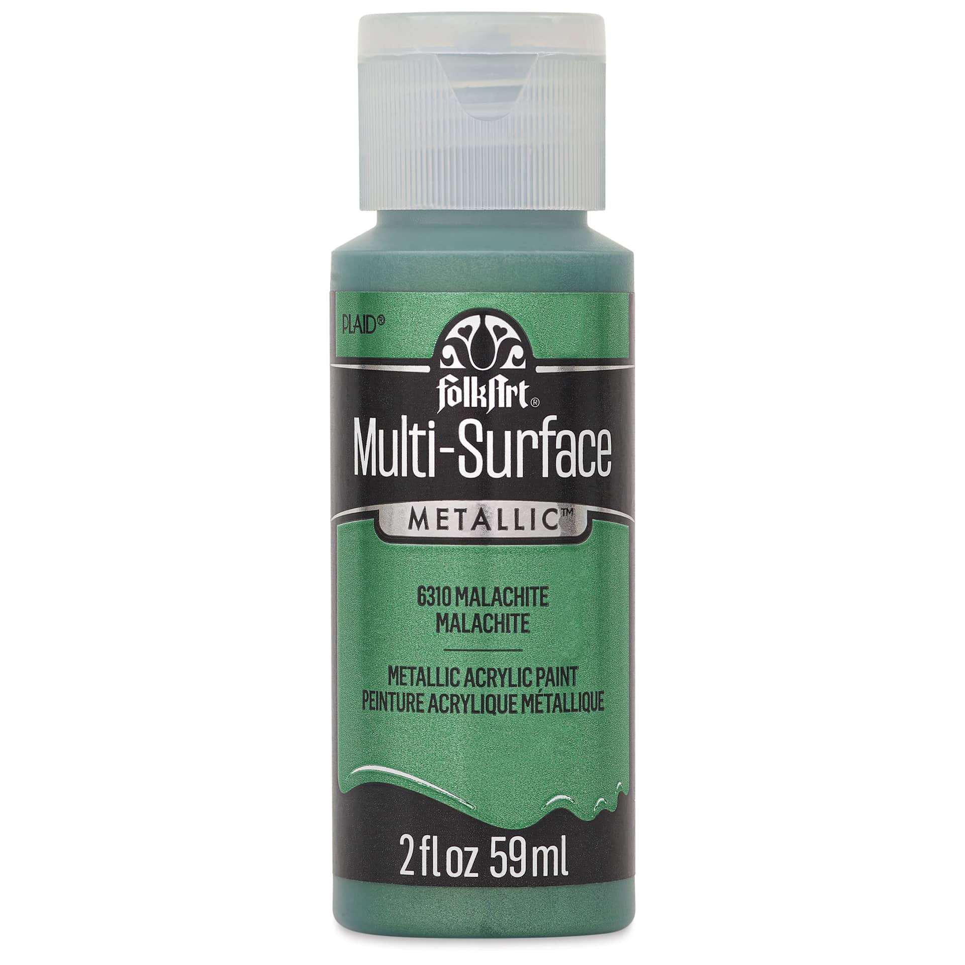 FolkArt Multi-Surface Metallic Acrylic Paint - Malachite, 59 ml - front of bottle