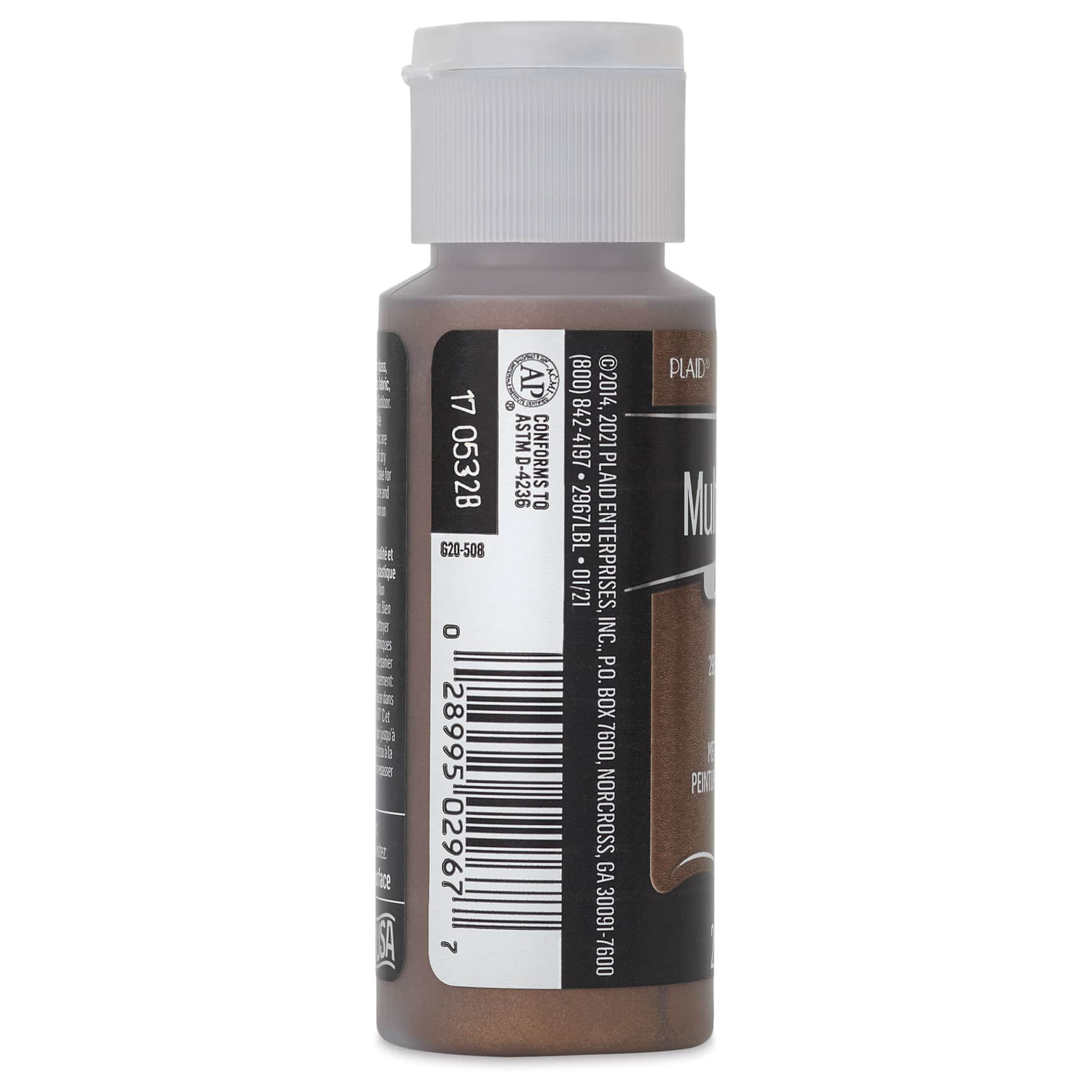 FolkArt Multi-Surface Metallic Acrylic Paint - Chocolate Brown, 59 ml - side of bottle