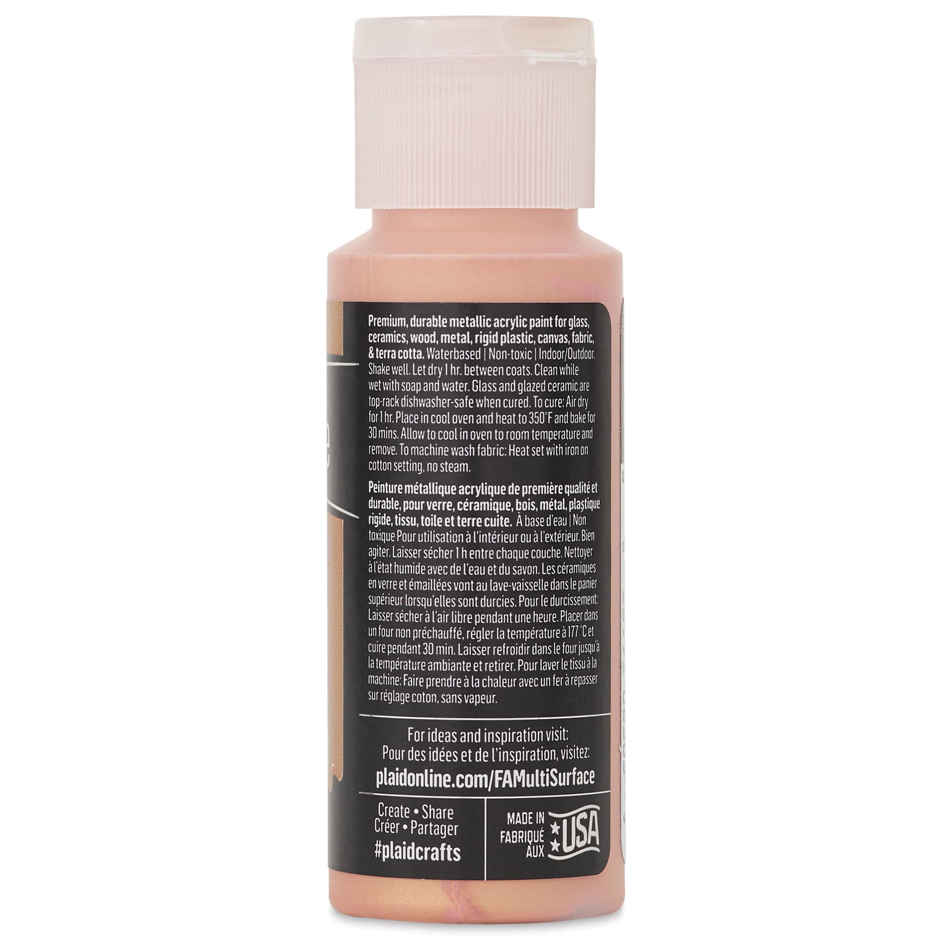 FolkArt Multi-Surface Metallic Acrylic Paint - Bronze, 59 ml - back of bottle