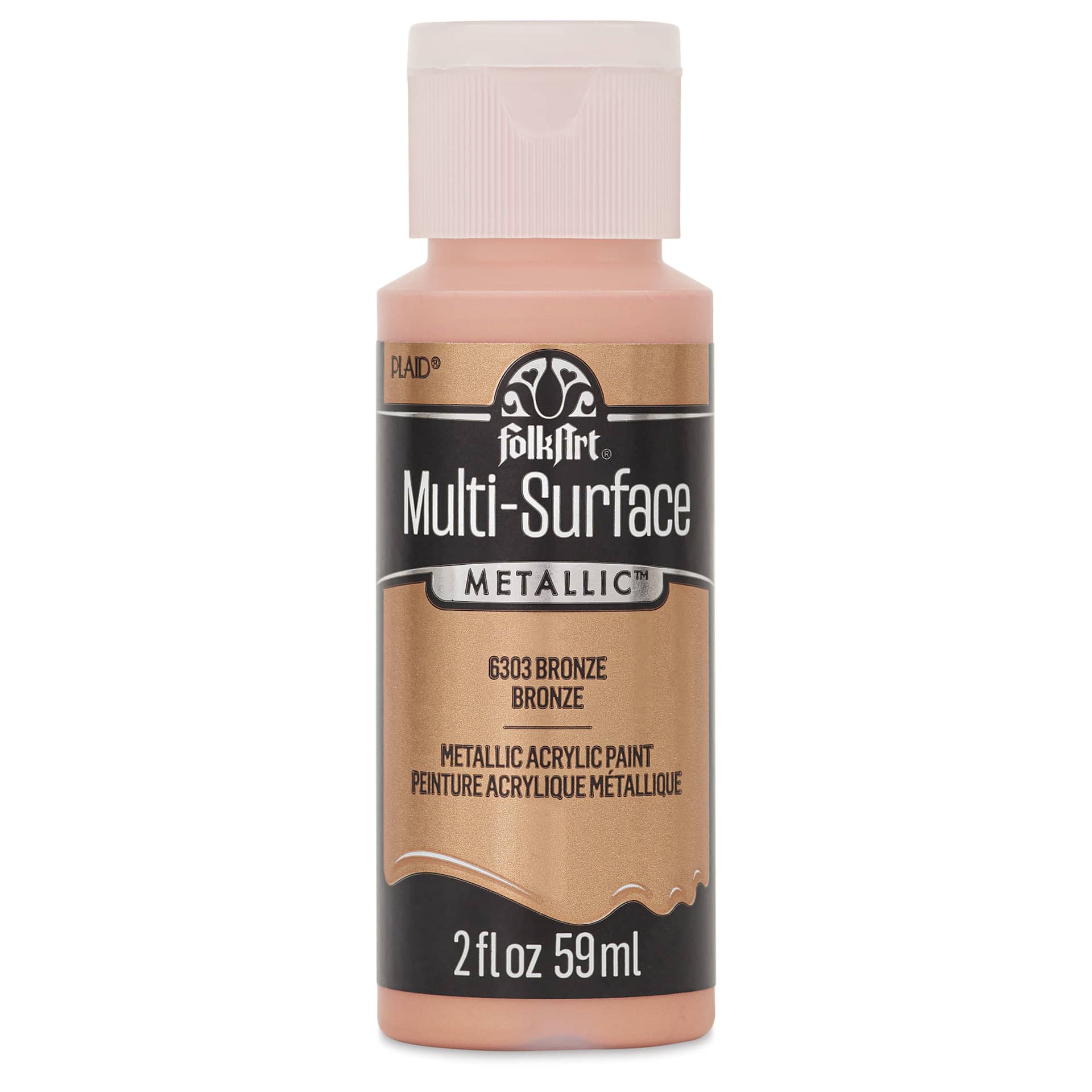 FolkArt Multi-Surface Metallic Acrylic Paint - Bronze, 59 ml - front of bottle