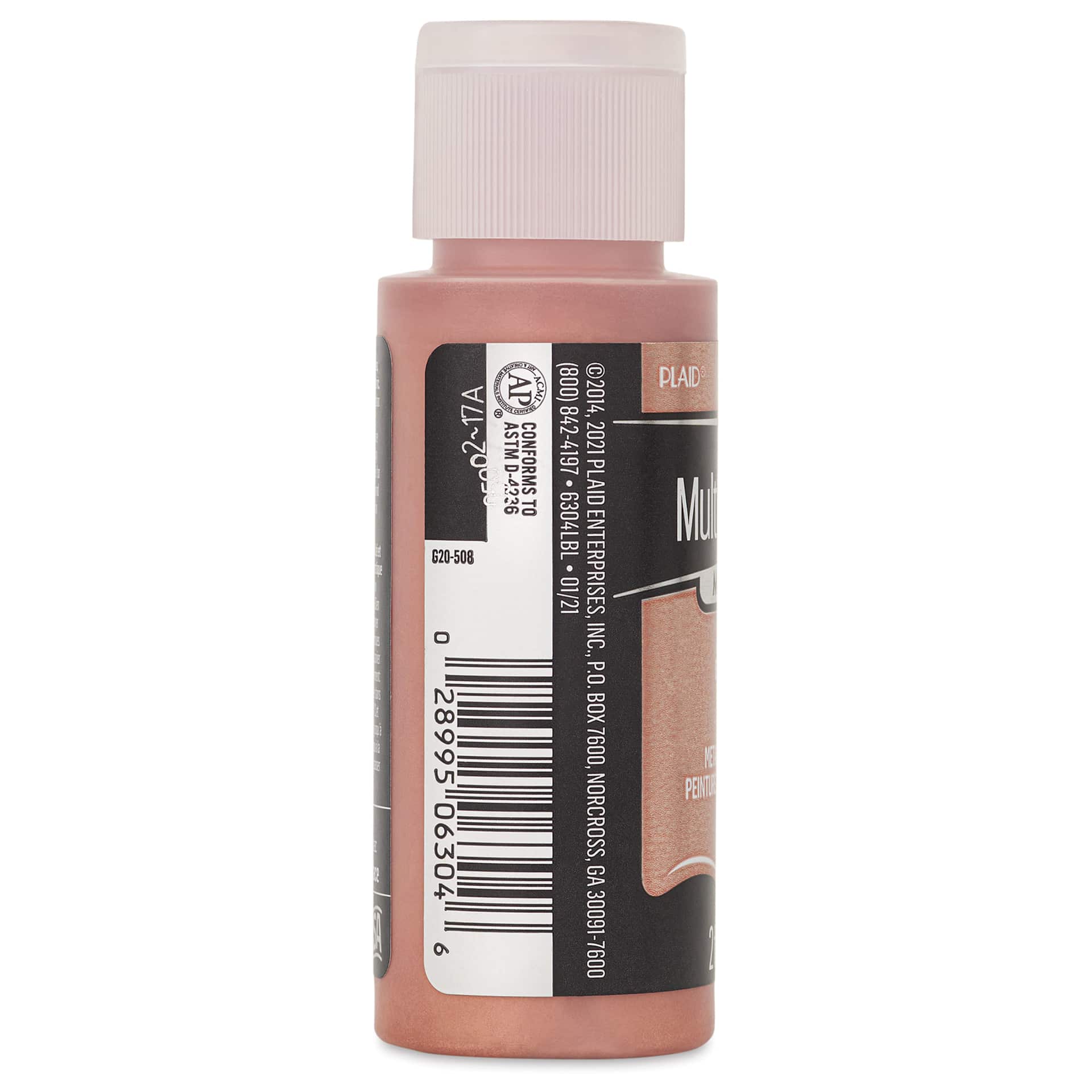 FolkArt Multi-Surface Metallic Acrylic Paint - Rose Gold, 59 ml - side of bottle
