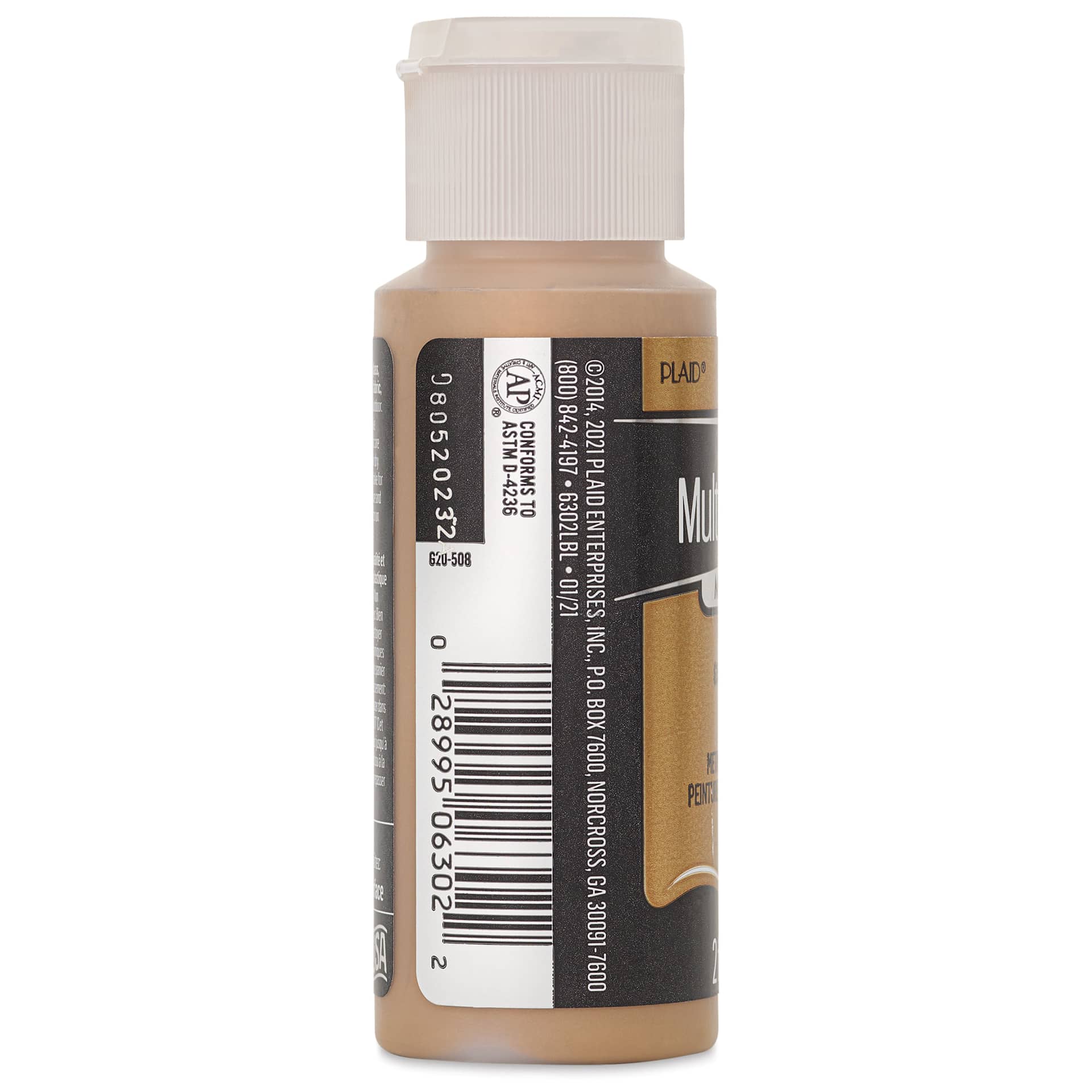 FolkArt Multi-Surface Metallic Acrylic Paint - Antique Gold, 59 ml - side of bottle