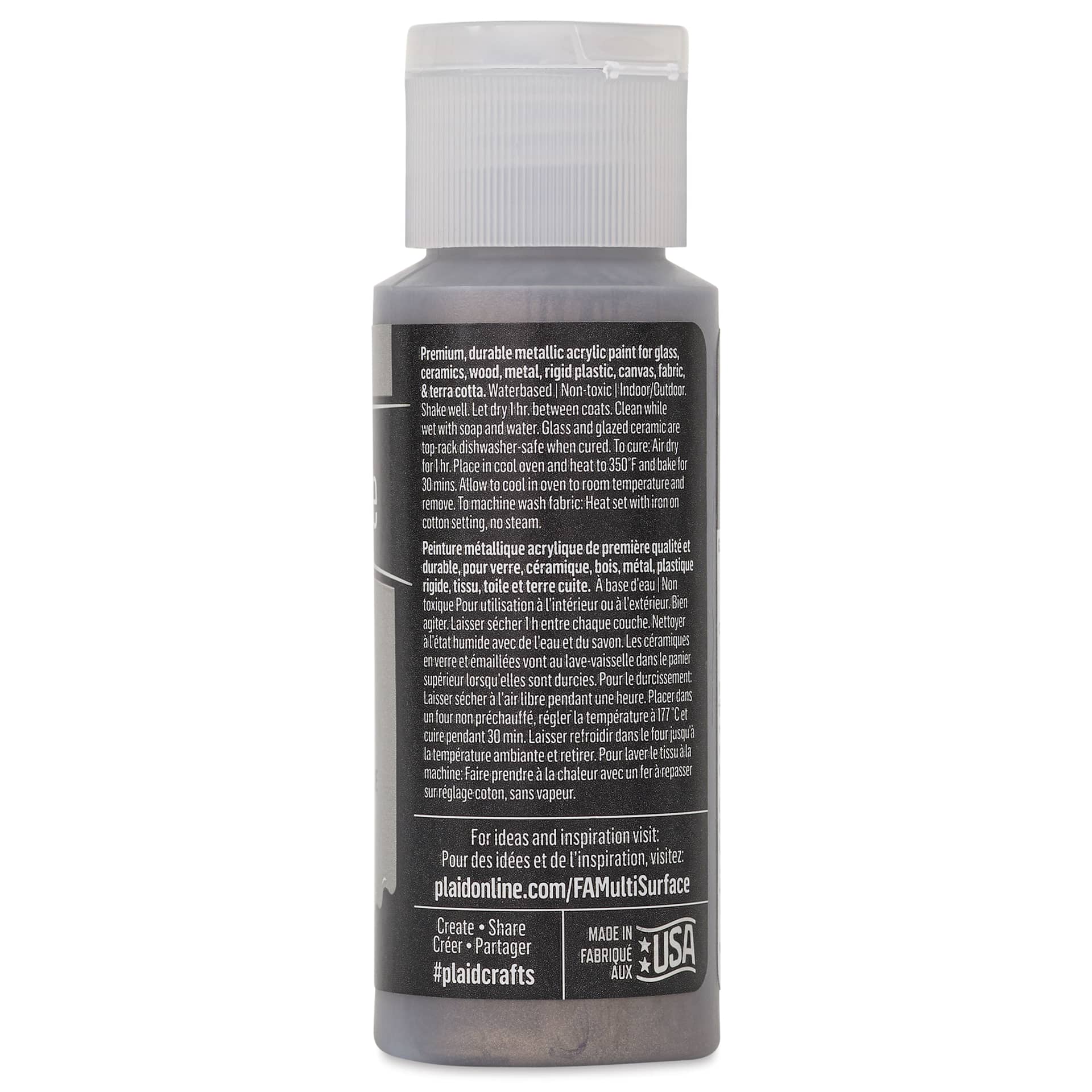 FolkArt Multi-Surface Metallic Acrylic Paint - Nickel, 59 ml - back of bottle