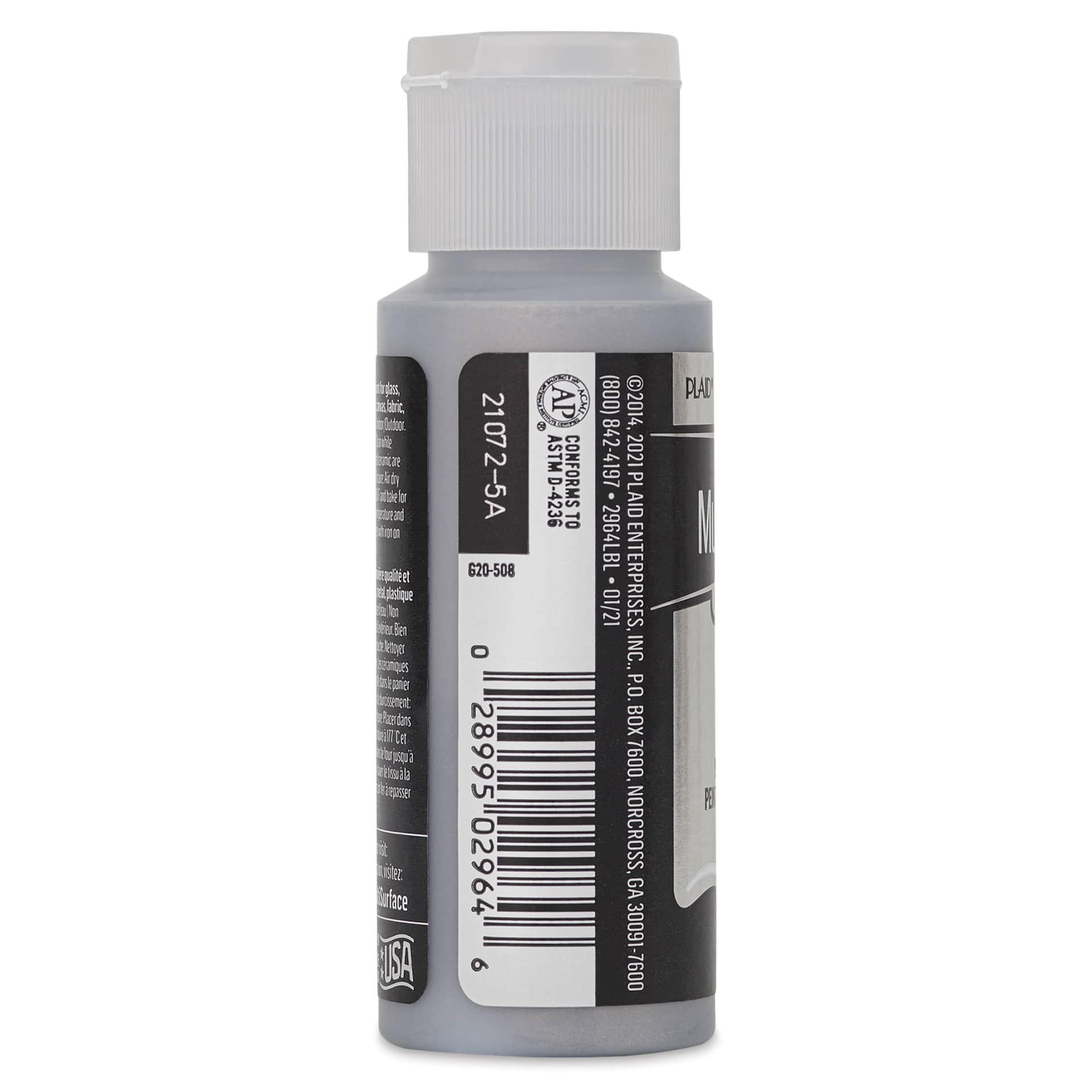 FolkArt Multi-Surface Metallic Acrylic Paint - Sterling Silver, 59 ml  - side of bottle