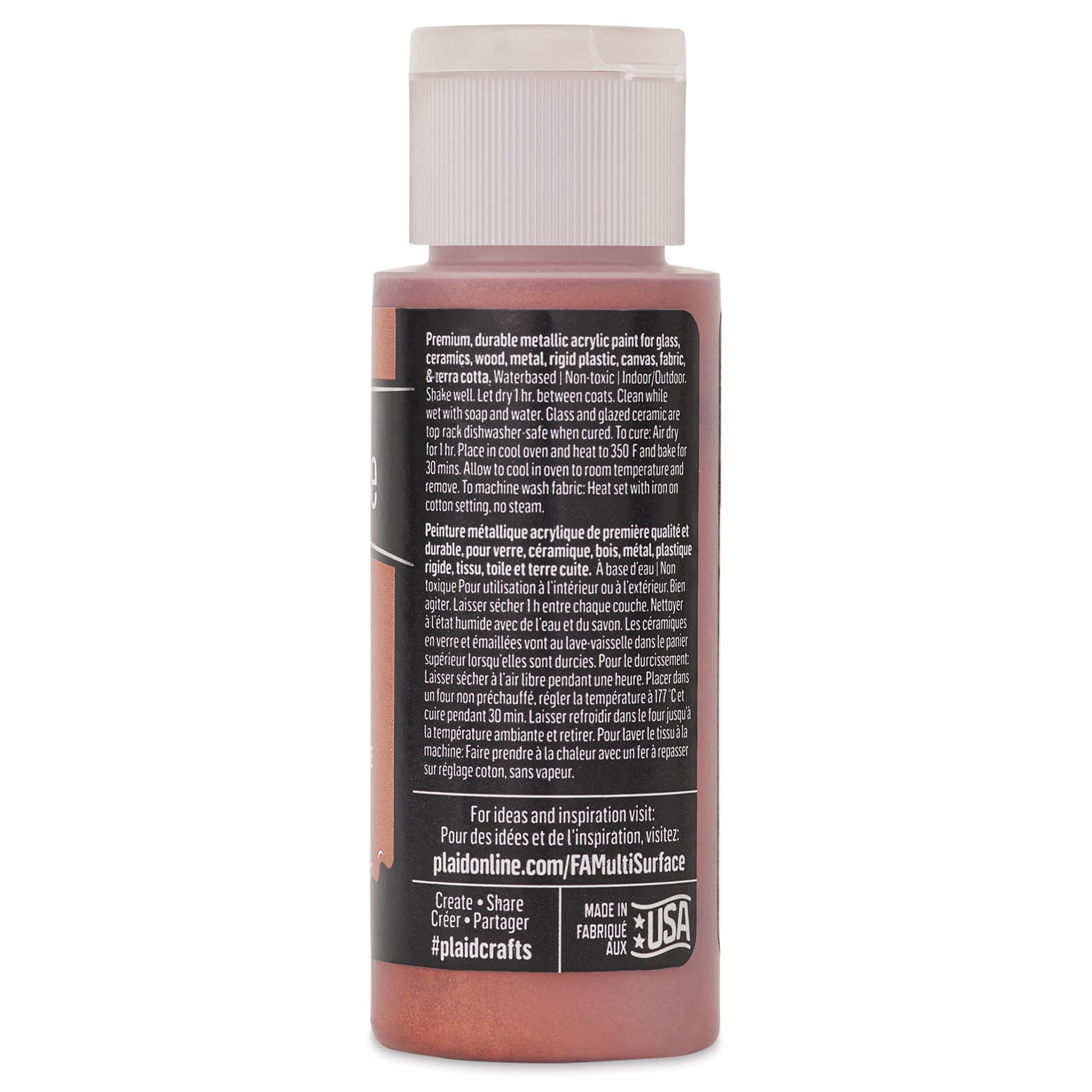FolkArt Multi-Surface Metallic Acrylic Paint - Copper, 59 ml - back of bottle
