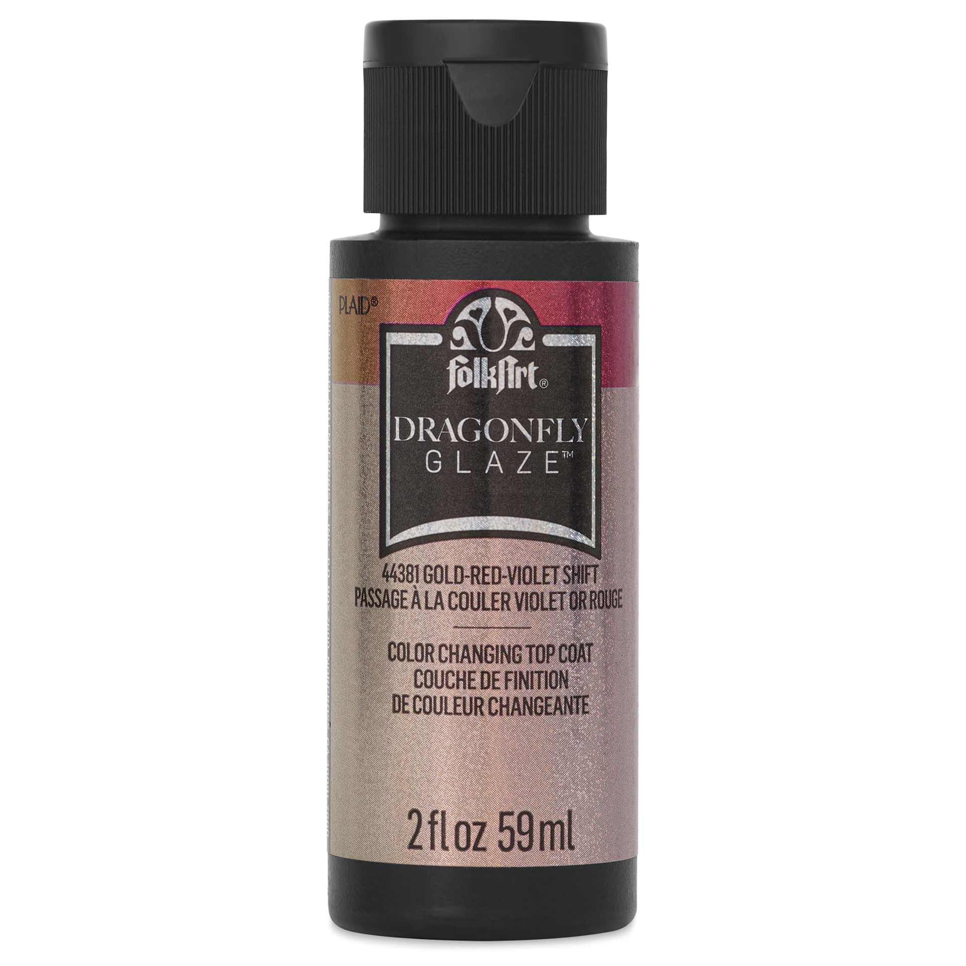 FolkArt Dragonfly Iridescent Acrylic Top Coat Glaze - Gold Red Violet, 59 ml