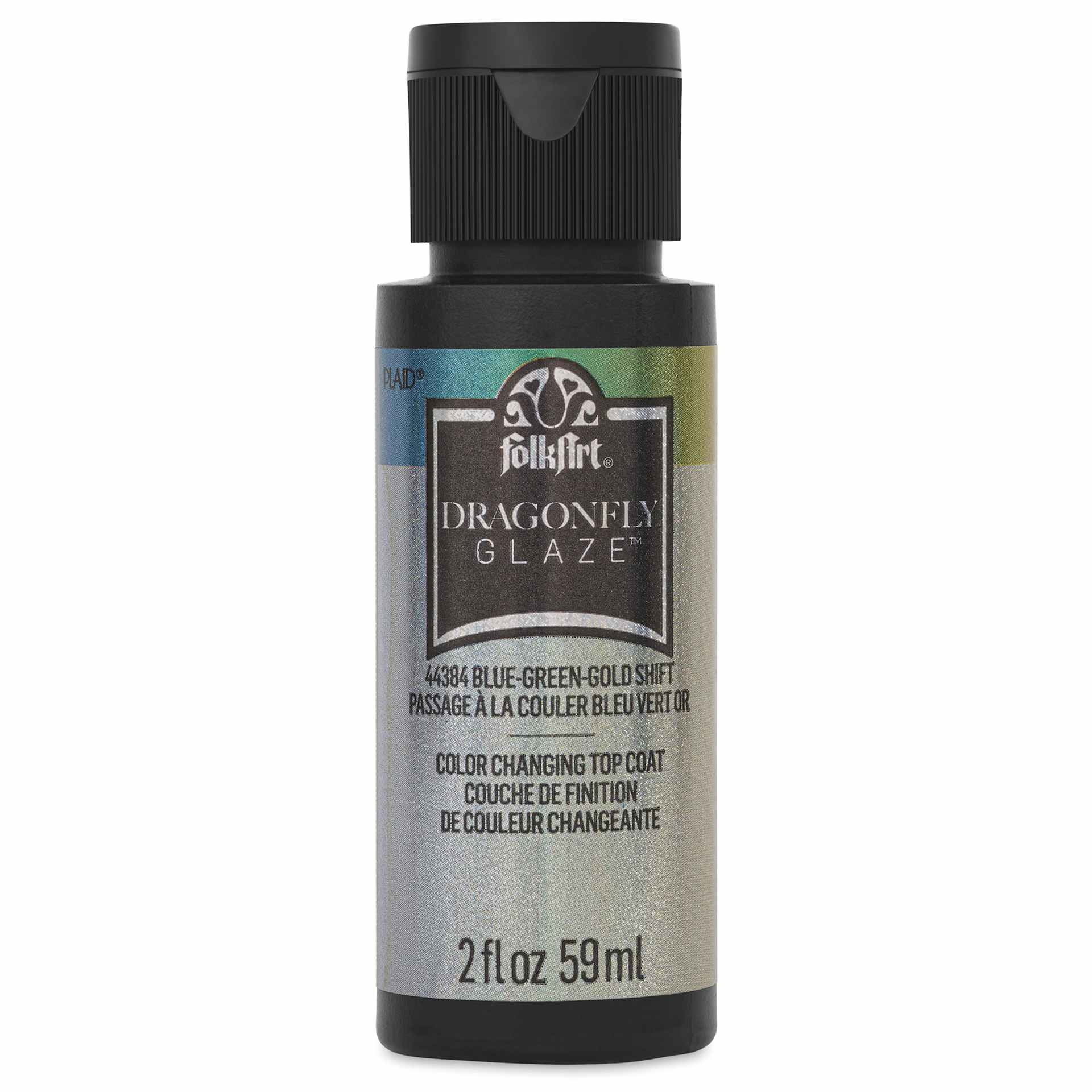 FolkArt Dragonfly Iridescent Acrylic Top Coat Glaze - Blue Green Gold, 59 oz