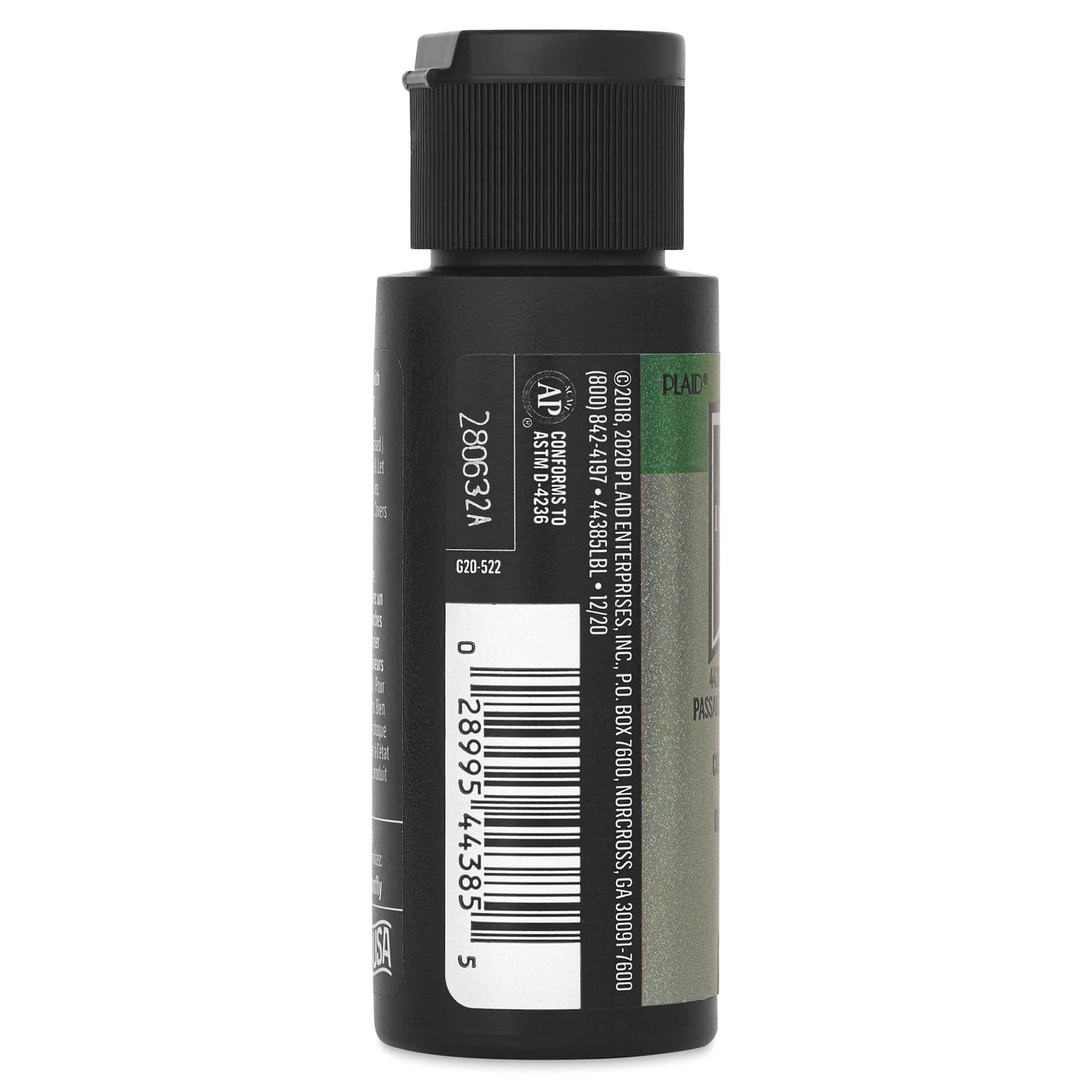 FolkArt Dragonfly Iridescent Acrylic Top Coat Glaze - Green Gold Red, 59 ml bottle side