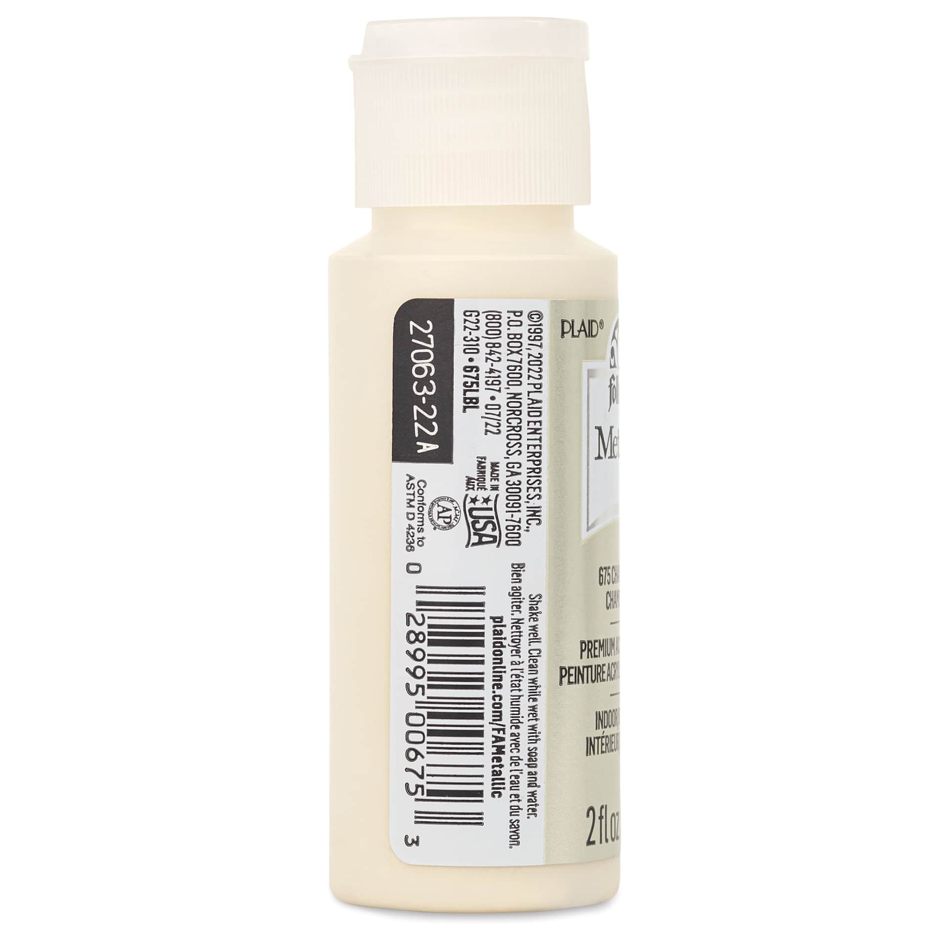 FolkArt Metallic Acrylic Paint - Champagne, 59 ml bottle side
