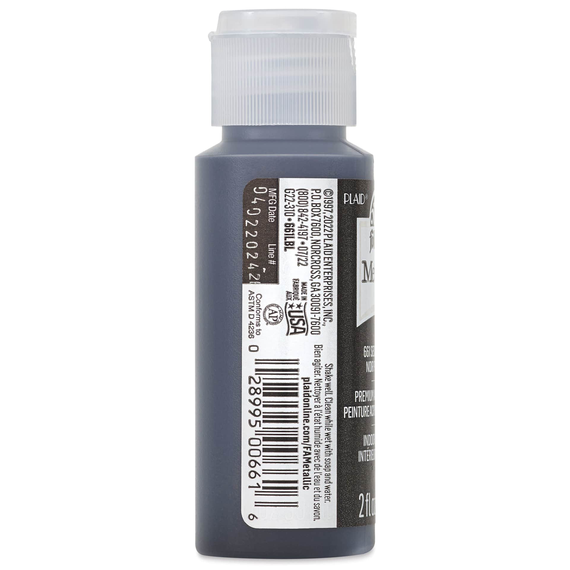 FolkArt Metallic Acrylic Paint - Sequin Black, 59 ml - side of bottle