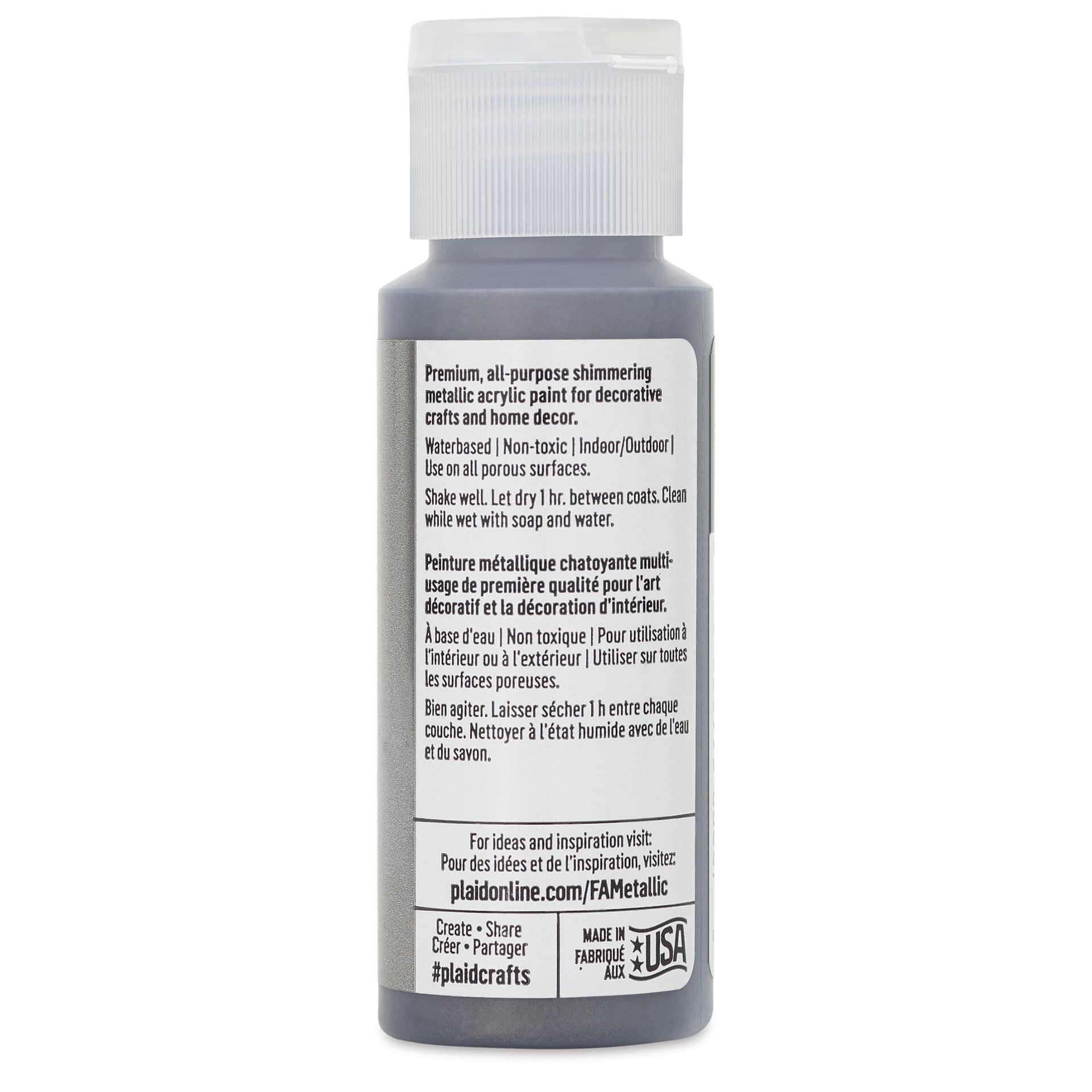 FolkArt Metallic Acrylic Paint - Gunmetal Gray, 59 ml - back of bottle