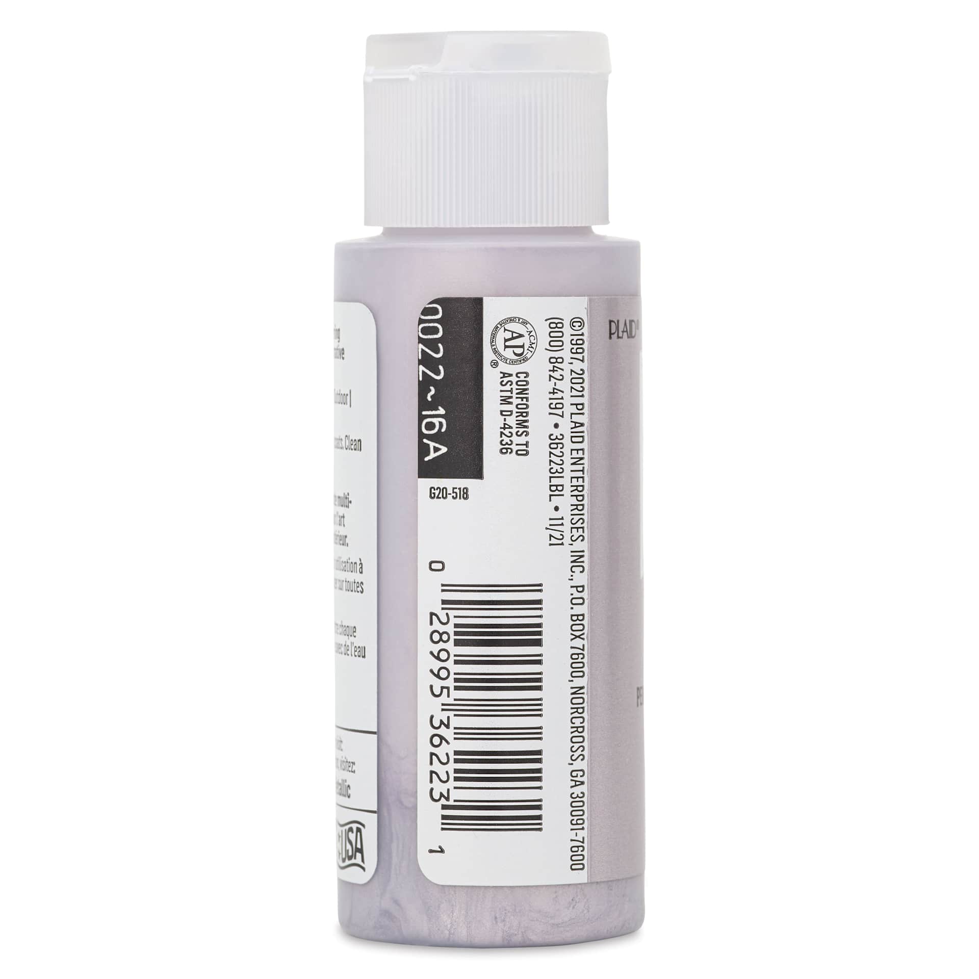FolkArt Metallic Acrylic Paint - Shimmering Steel, 59 ml - side of bottle