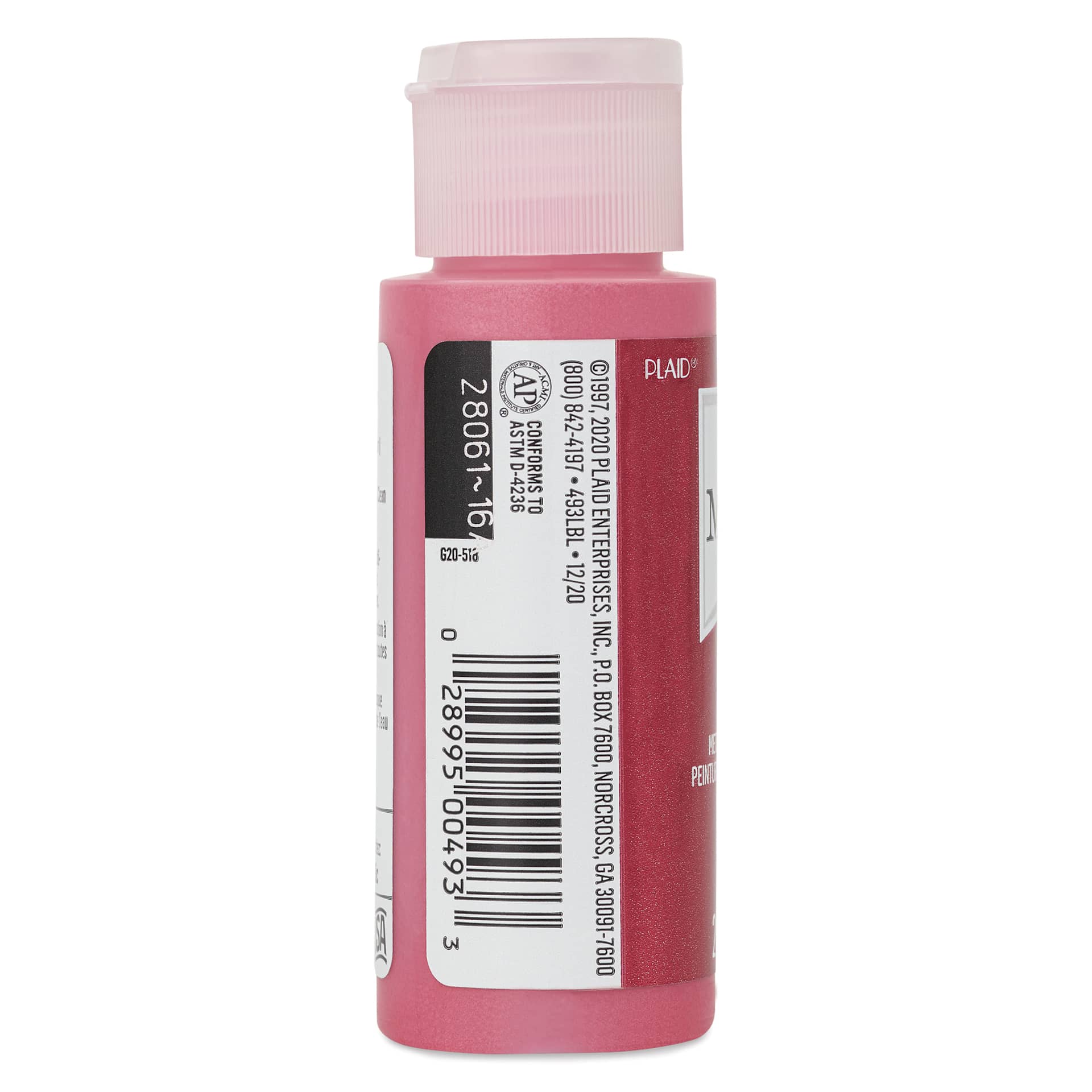FolkArt Metallic Acrylic Paint - Bright Red, 59 ml bottle side